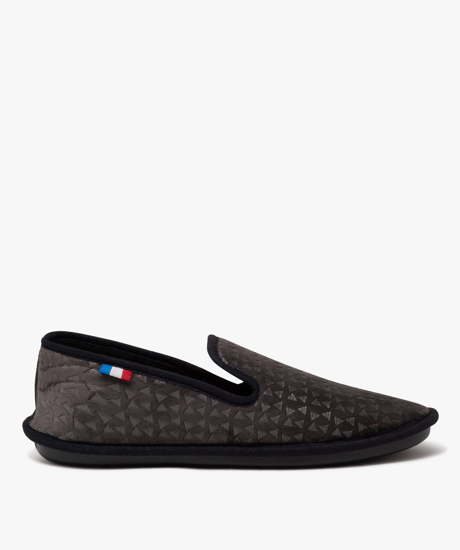 Chaussons homme pantoufles unies en velours ras à motif graphique - 41 - gris - GOXO