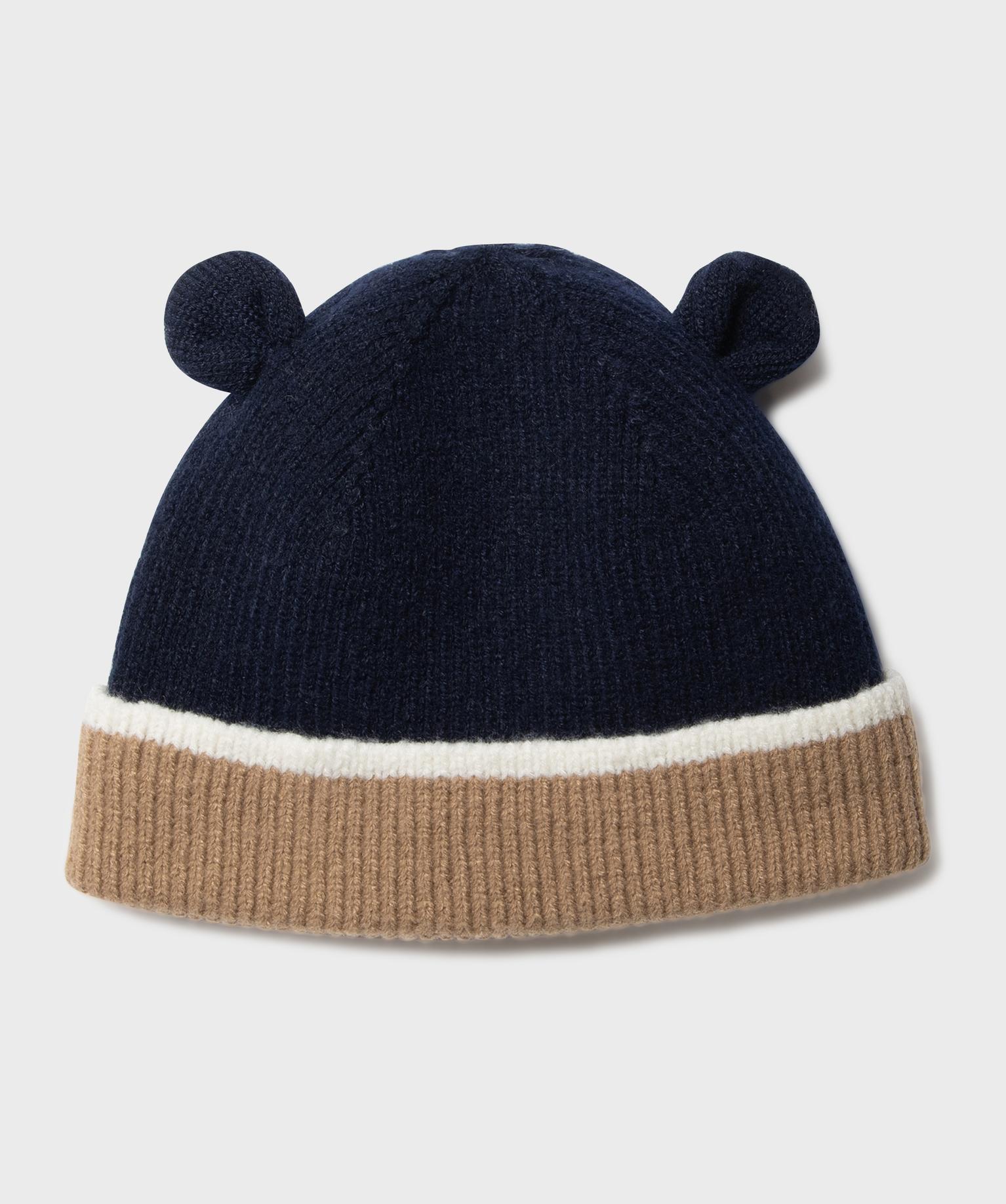 Bonnet tricolore avec doublure polaire bébé garçon - 3M/6M - bleu fonce - GEMO