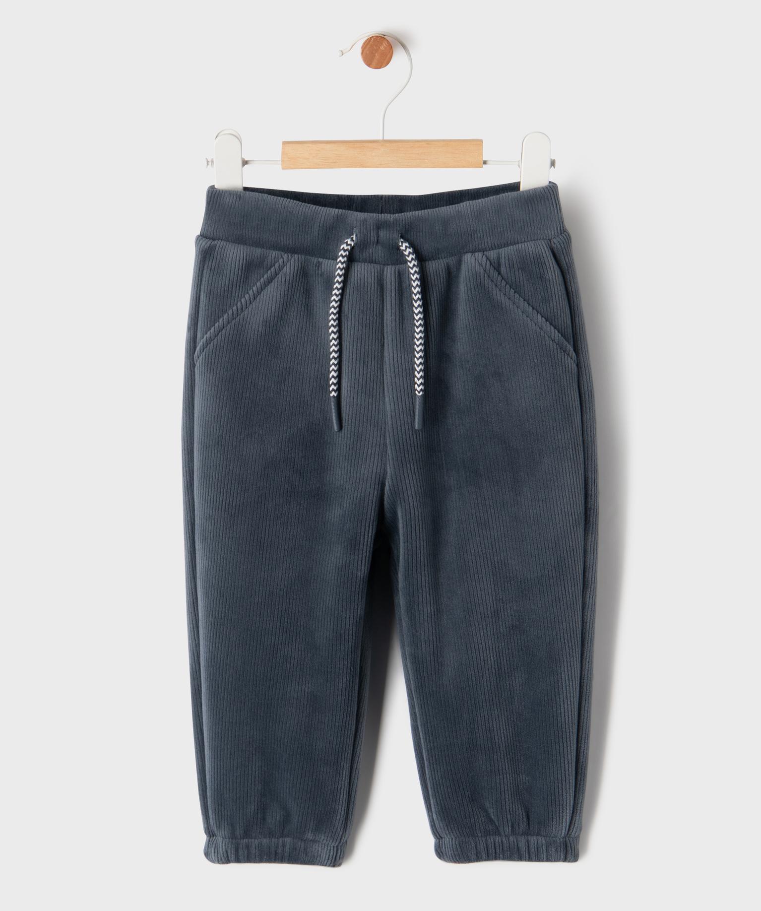 Pantalon en velours côtelé doublé polaire à taille et chevilles élastiquées bébé garçon - 18M - gris - GEMO