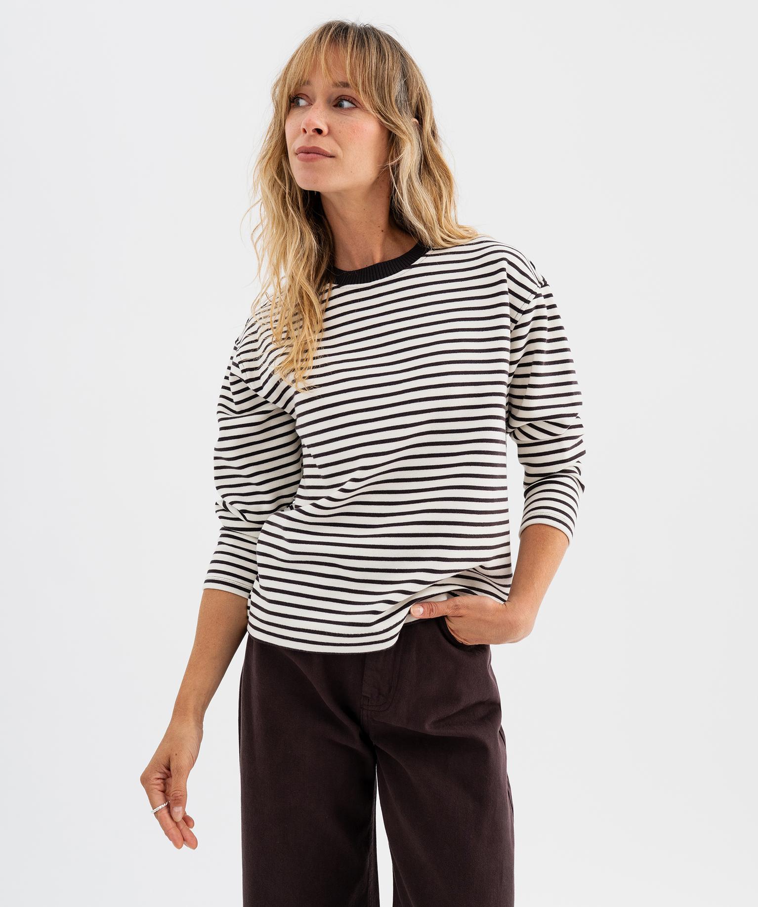 Tee-shirt rayé col rond femme - 46-48/XL - beige clair - GEMO