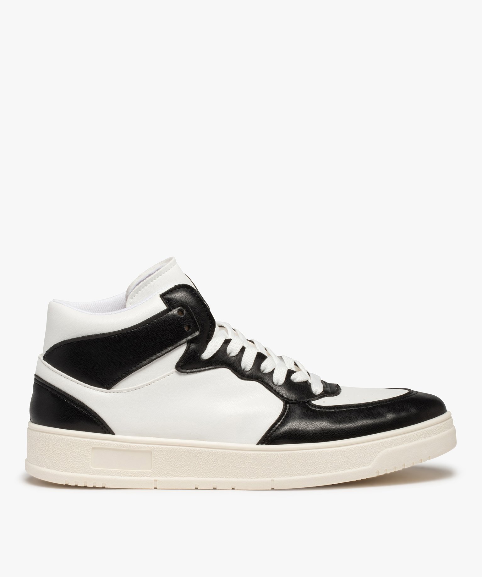 Baskets homme mid-cut bicolores à lacets - 44 - blanc chine - GEMO