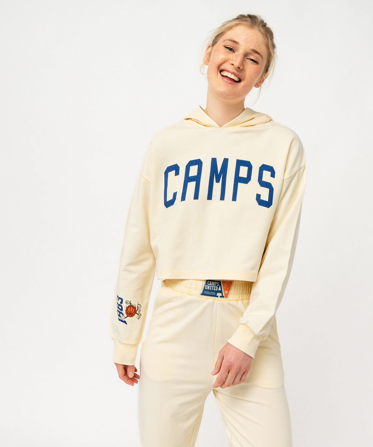 Sweat à capuche court imprimé femme - Camps United - L - jaune - CAMPS