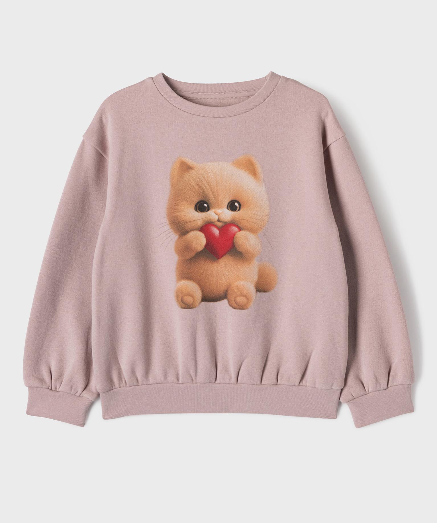 Sweat en molleton doux imprimé fille - 12A/XXS - violet clair - GEMO