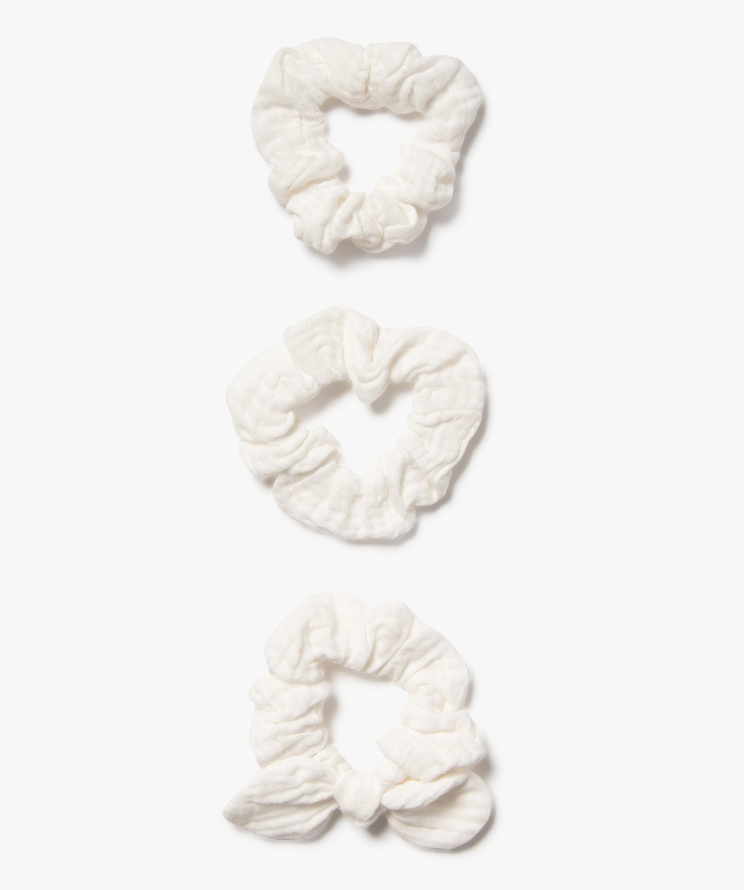Chouchou pour les cheveux en gaze de coton fille (lot de 3) - TU - blanc standard - GEMO