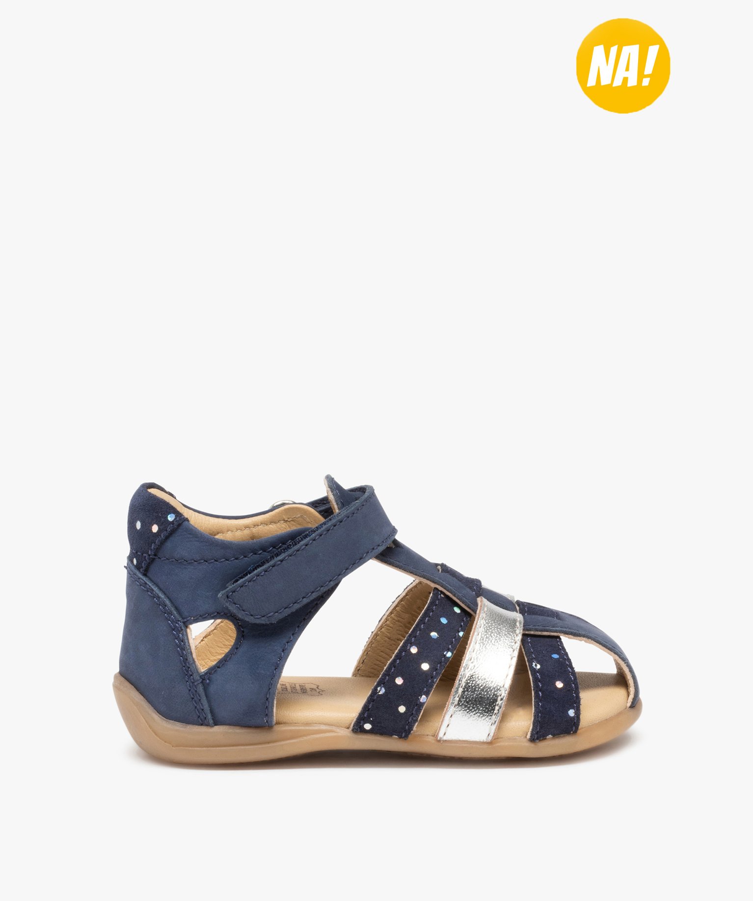Sandales bébé fille dessus cuir à contrefort fermé – NA! bleu