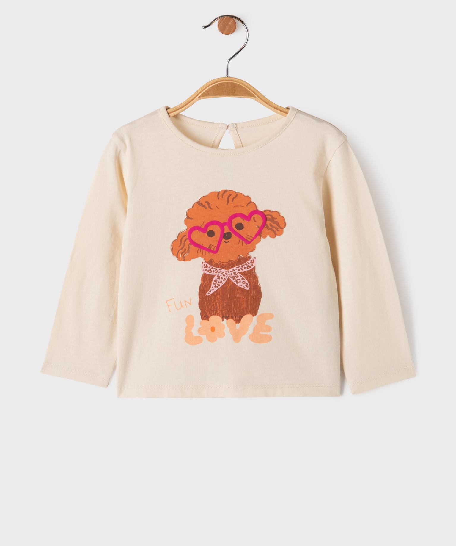 Tee-shirt manches longues avec motif fun bébé fille - 24M - beige clair - GEMO