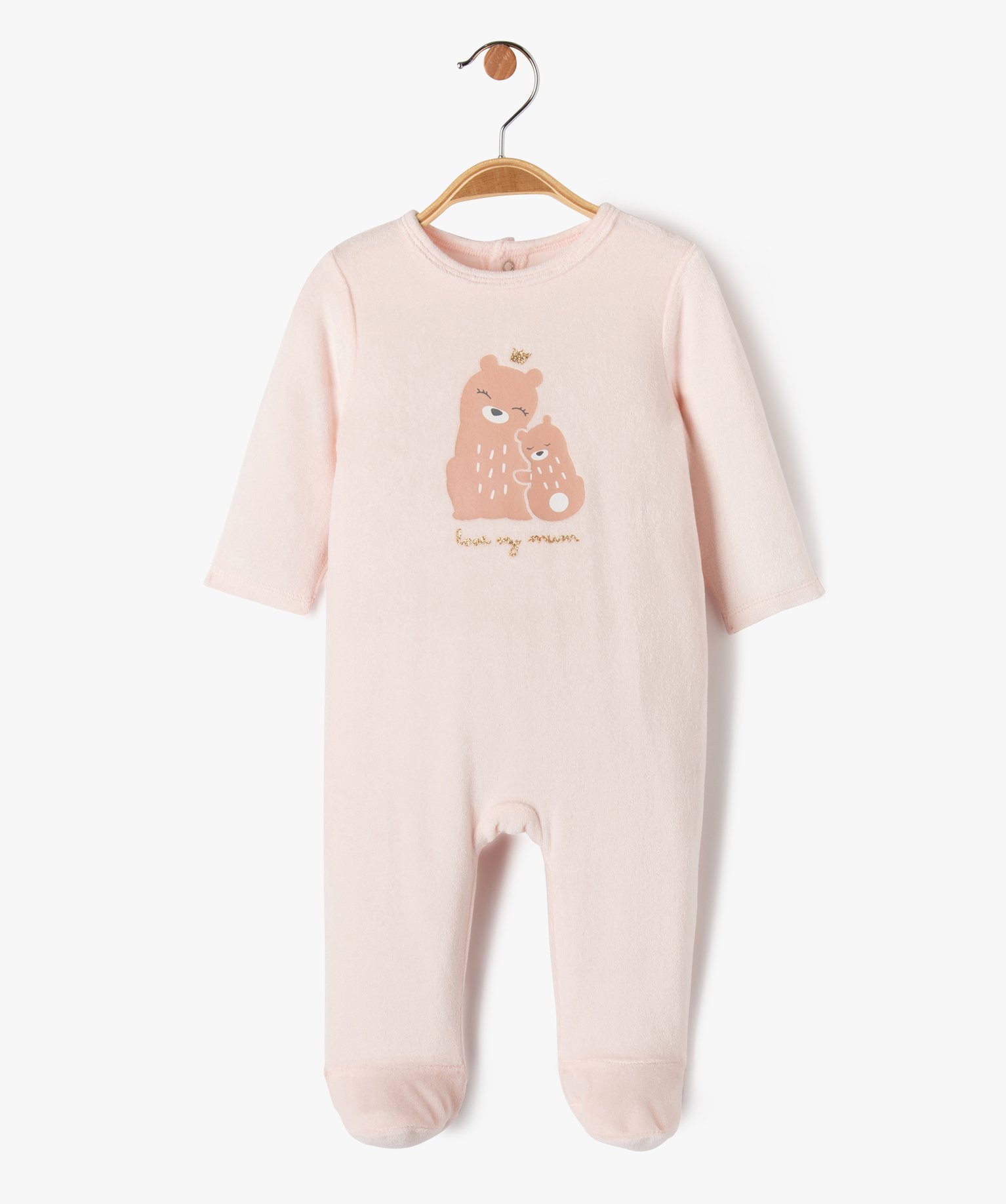 Pyjama dors-bien en velours à motif oursons bébé fille - GEMO