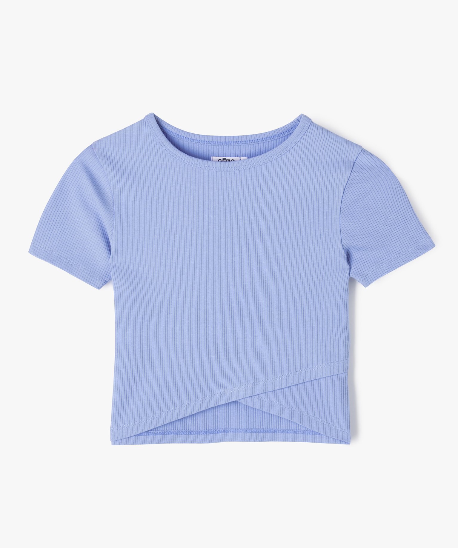 Tee-shirt à manches courtes avec bas asymétrique fille - 10 - bleu - GEMO