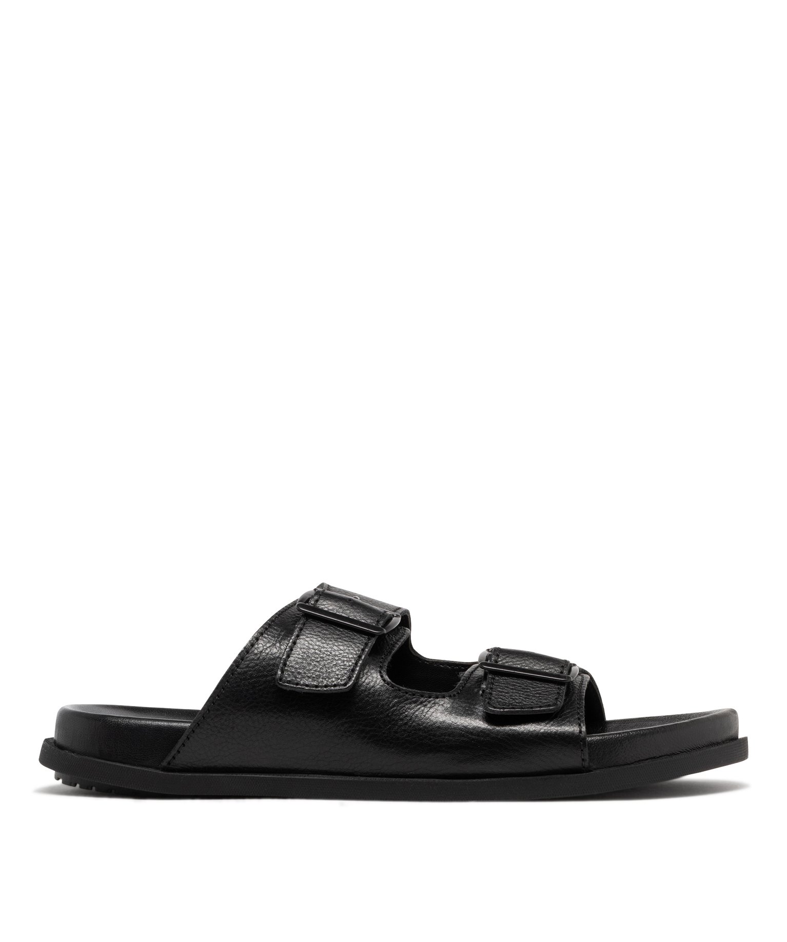 Mules homme avec larges brides en cuir et à boucle - Taneo - 44 - noir - GEMO