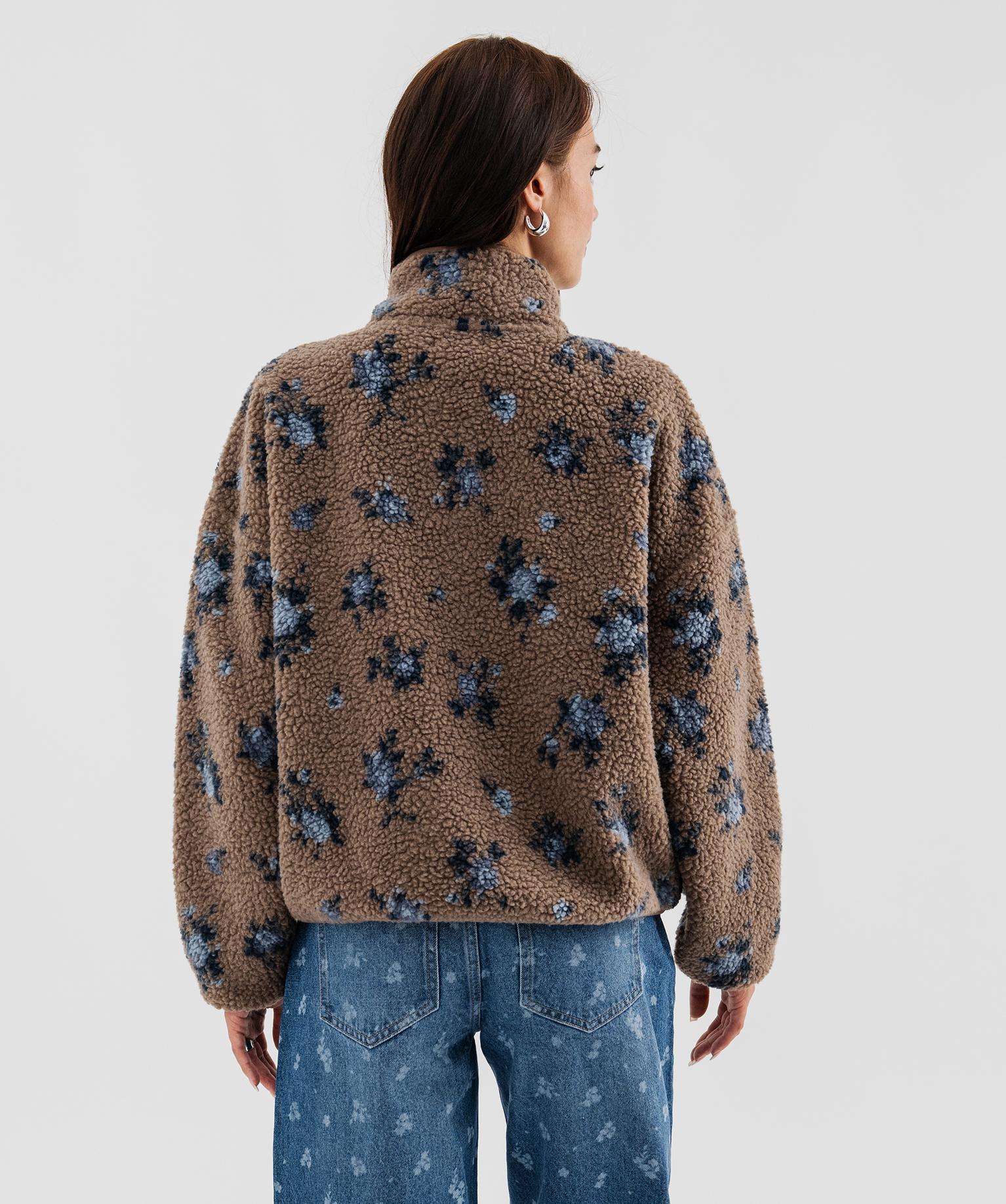 Sweat pressionné en sherpa imprimé à col montant femme - 42-44/L - marron - GEMO