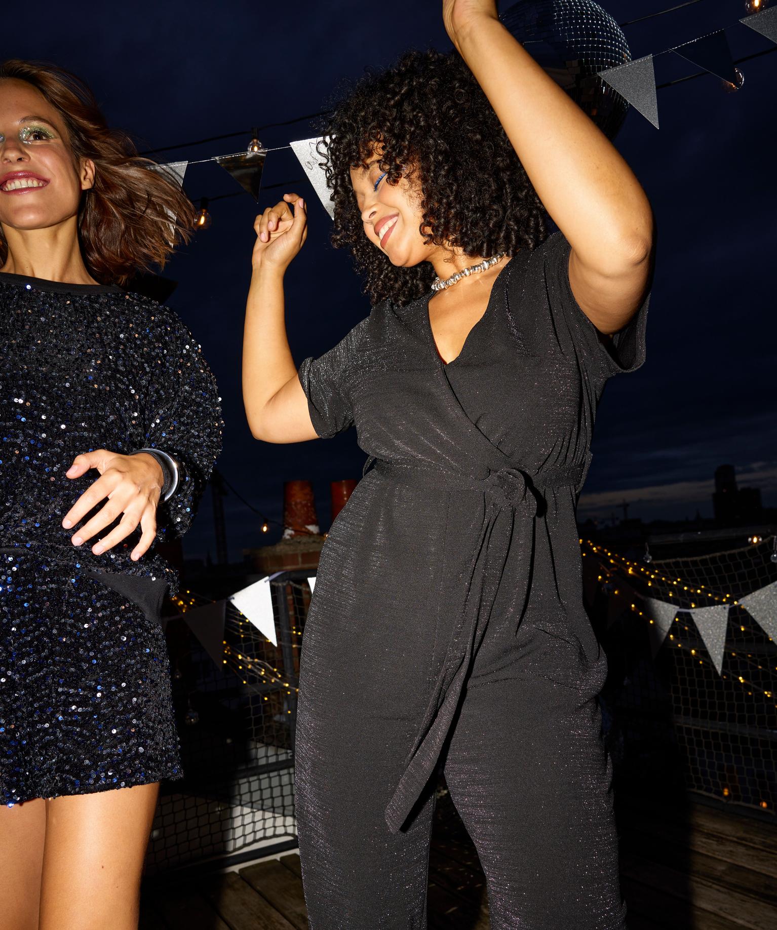 Combinaison pantalon en maille extensible pailletée femme grande taille - 50/52 - noir standard - GEMO