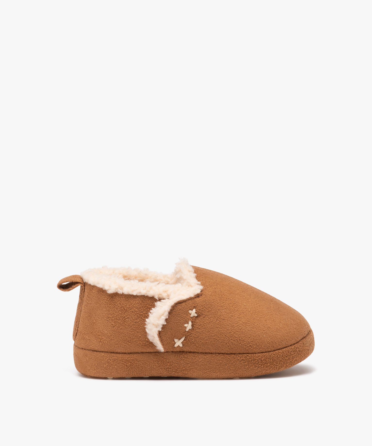 Chaussons garçon unis boots fourrées à scratch - 28 - marron - GEMO