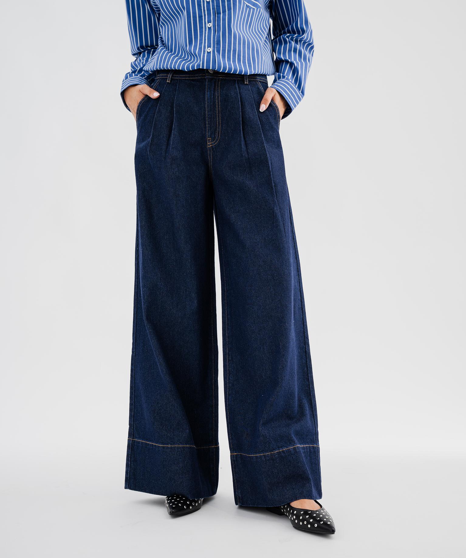 Jean wide leg taille haute femme - LuluCastagnette et Alizée - 38-40/M - bleu fonce - LULUCASTAGNETTE