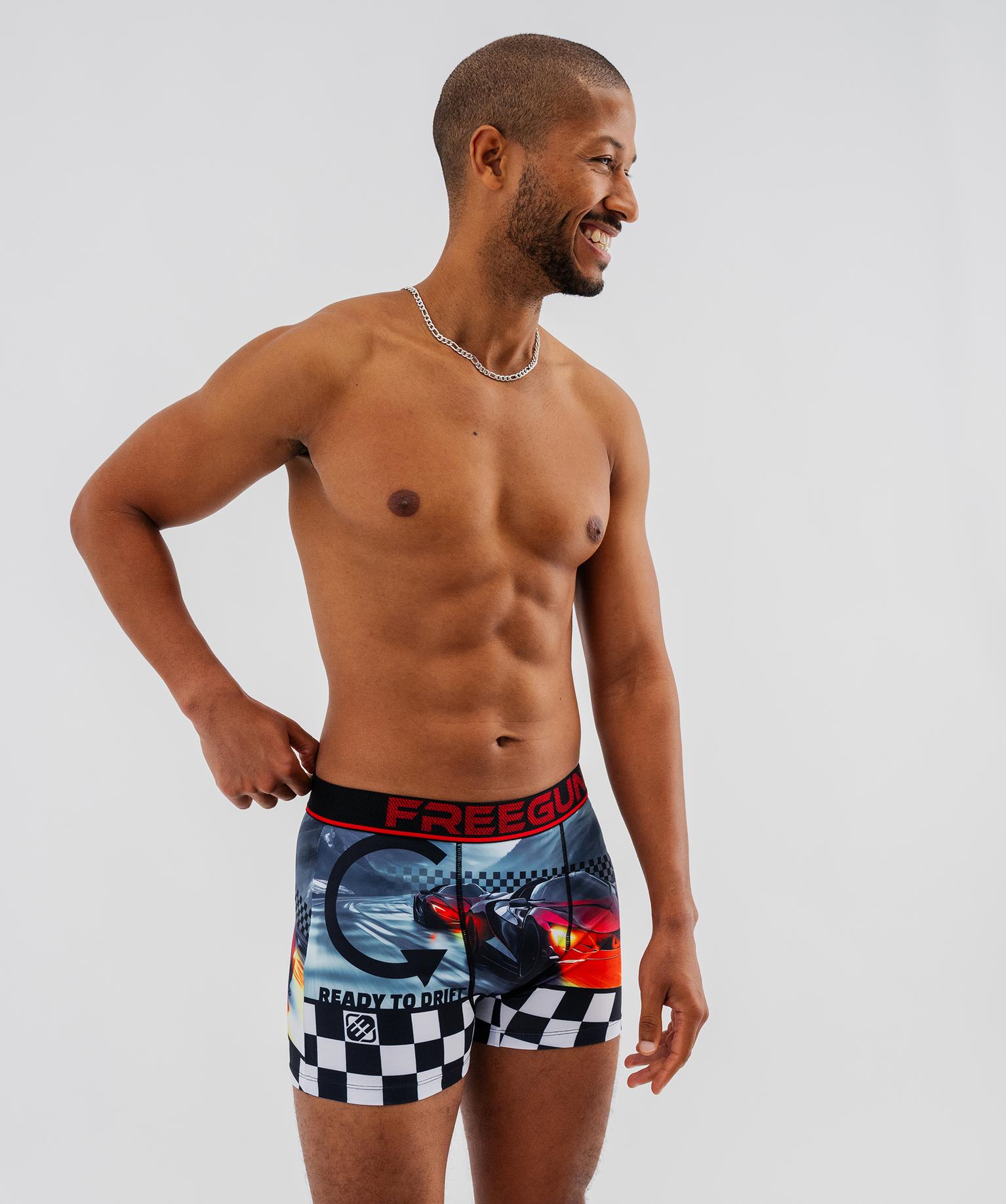 Boxer en microfibre avec motif voiture homme - Freegun - 42-44/L - noir standard - FREEGUN