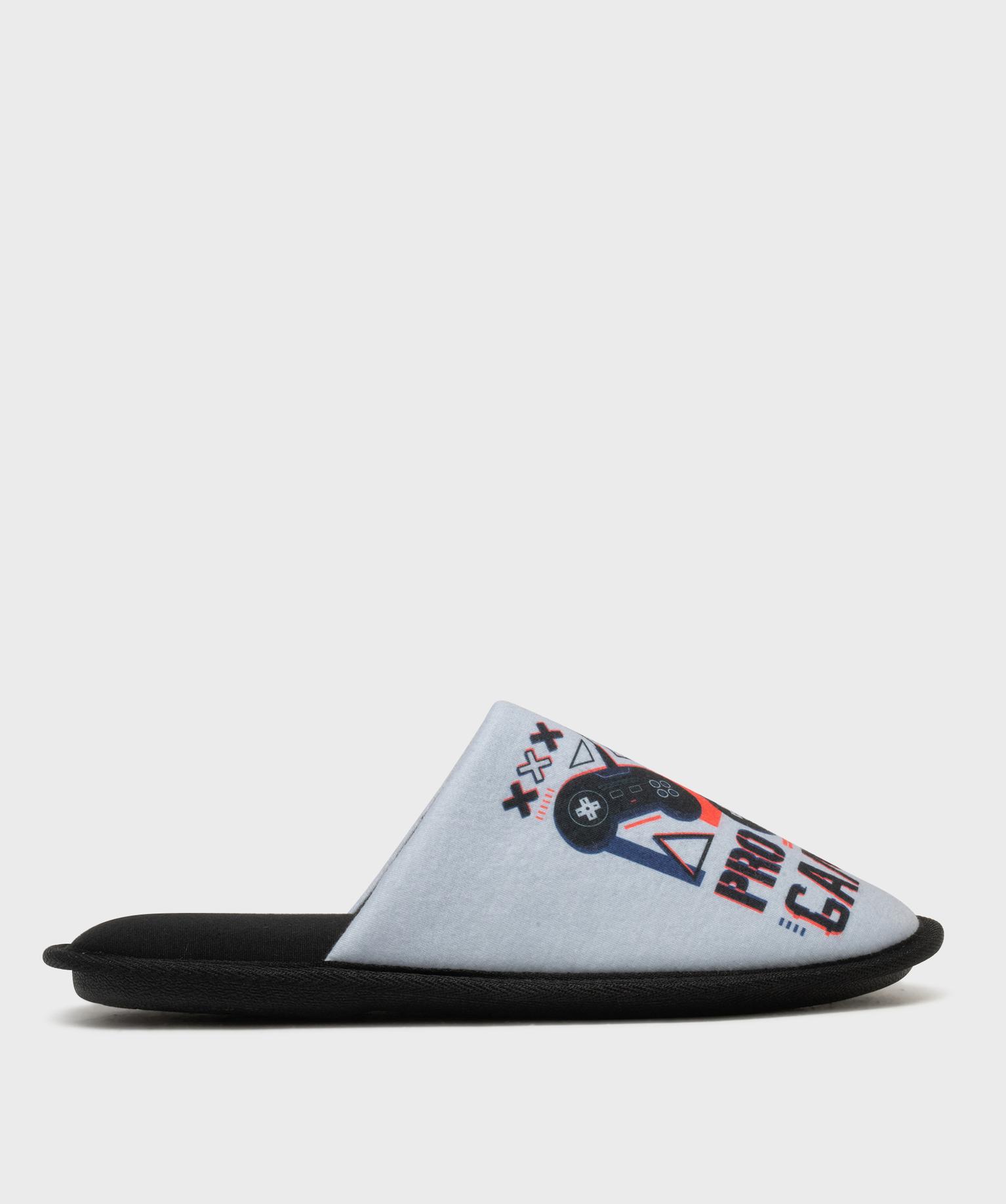 Mules en jersey et velours imprimé gaming homme - 41 - noir - GEMO