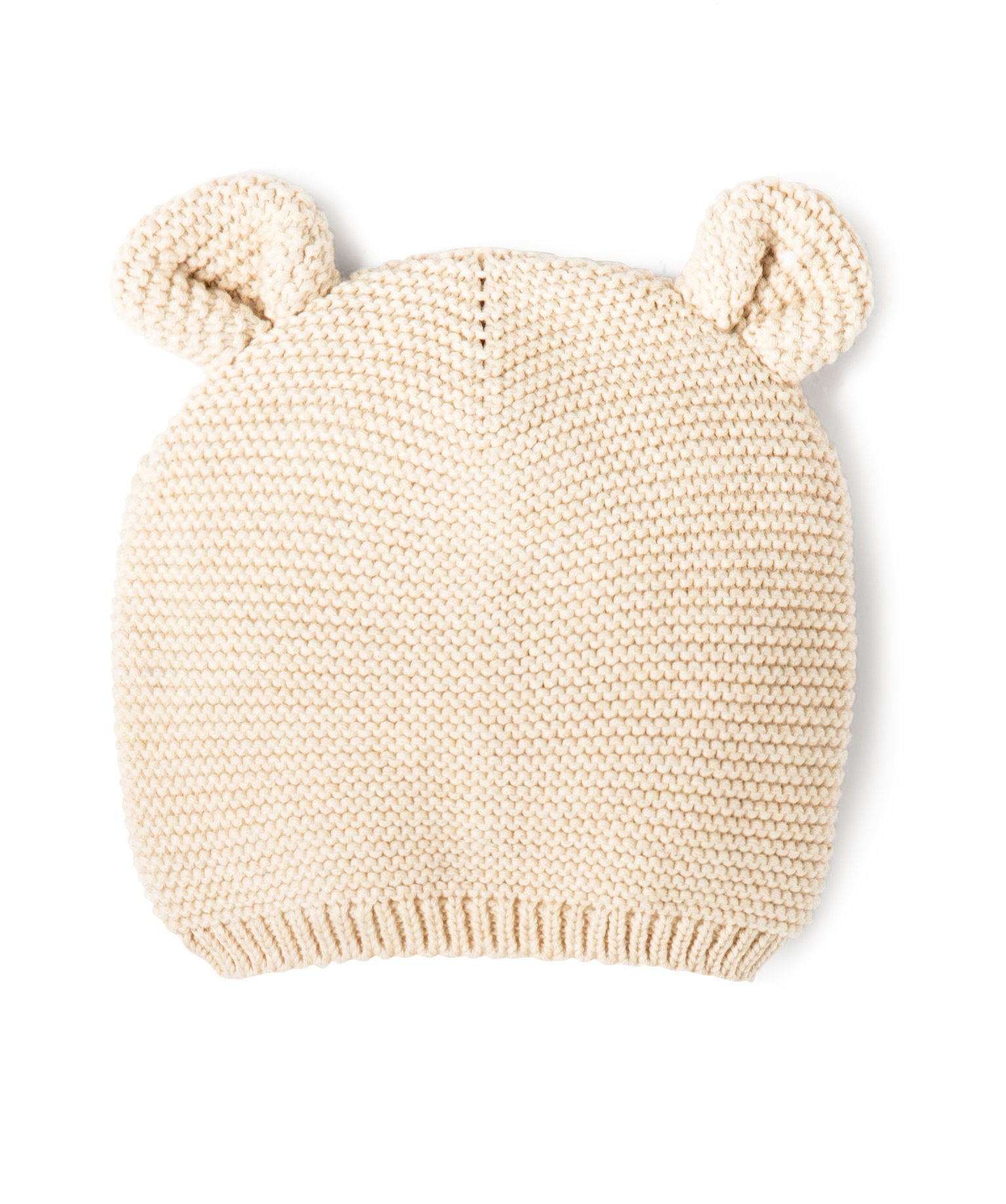 Bonnet bébé de naissance en tricot avec oreilles en relief - 3/6M - beige - GEMO