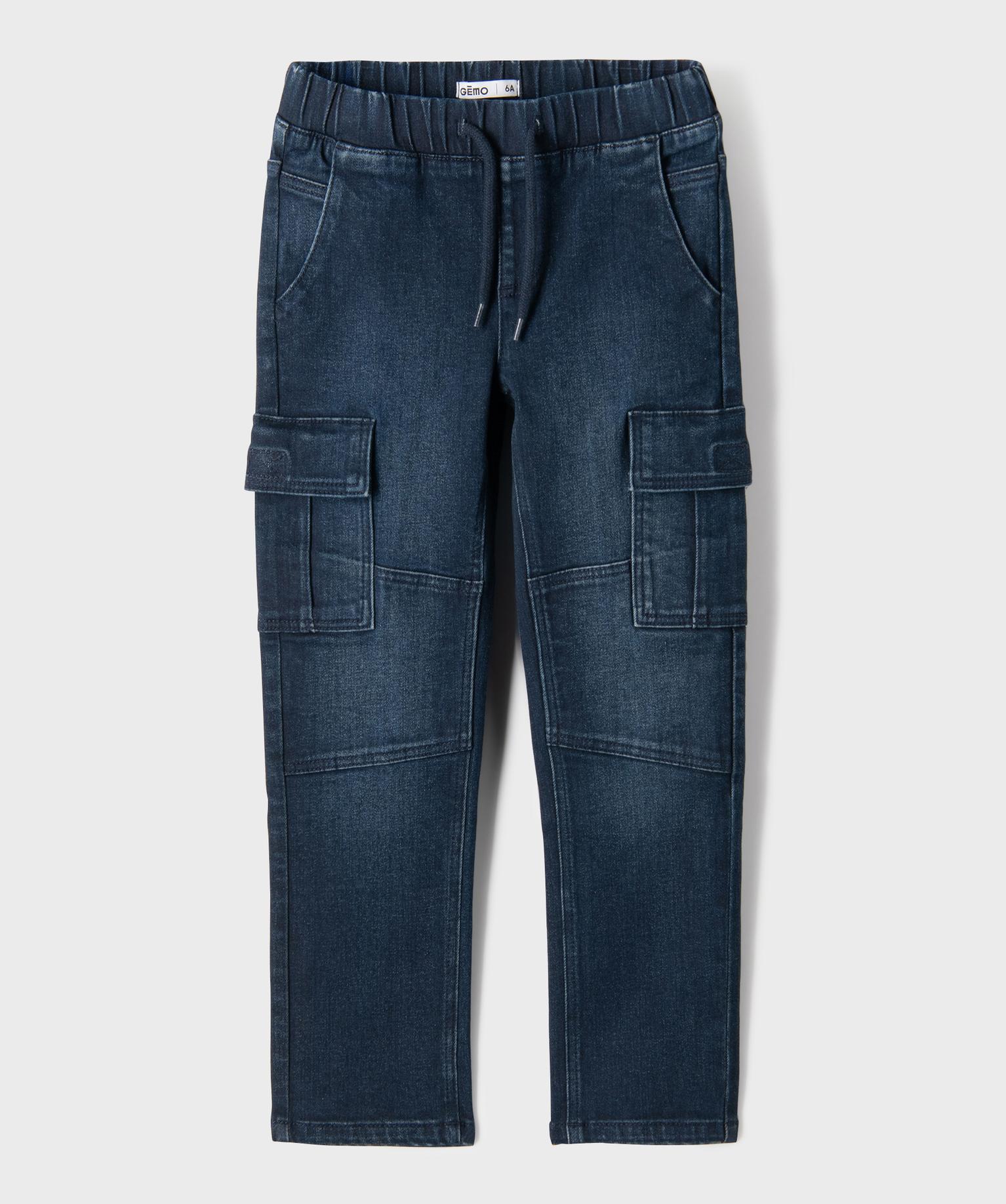 Pantalon cargo taille élastiquée garçon - 5A - bleu fonce - GEMO