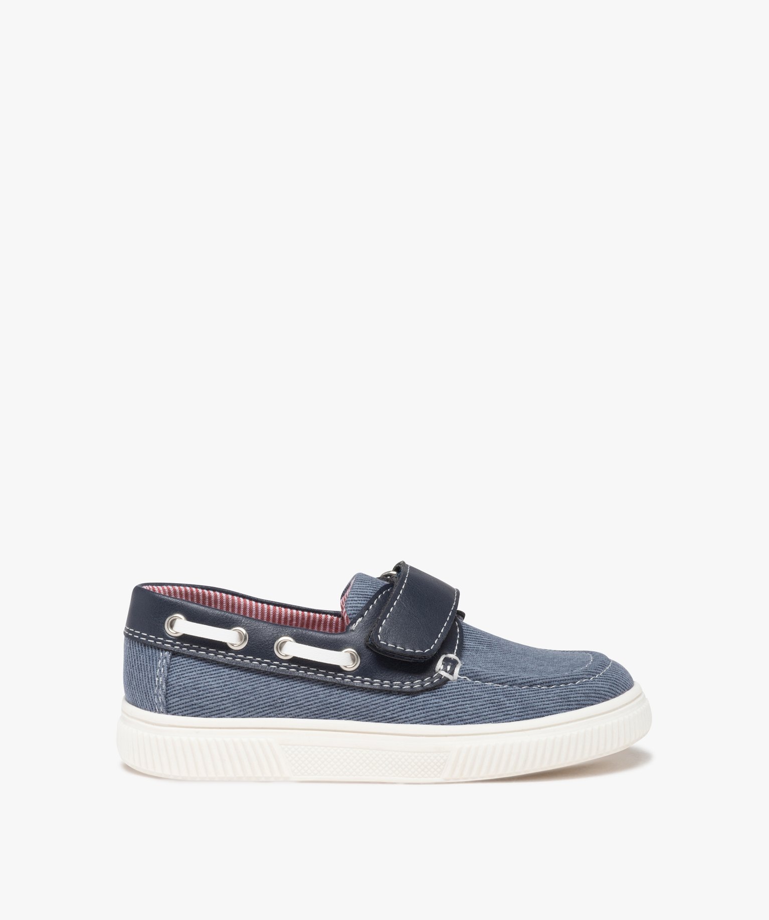 Chaussures bateau garçon en toile denim avec scratch - 27 - GEMO
