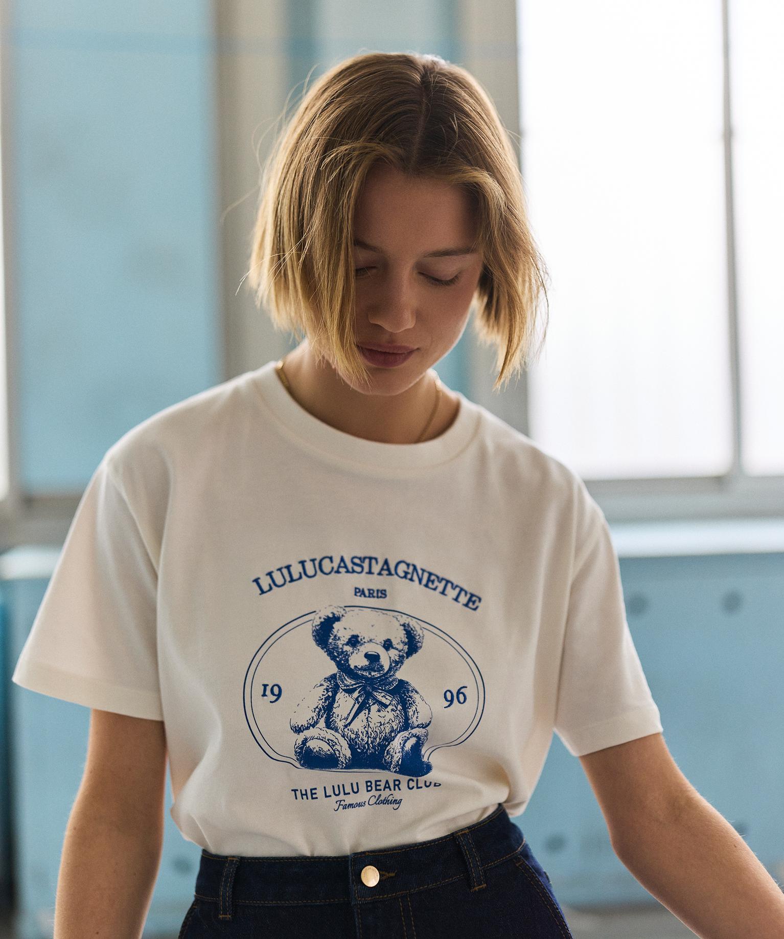 Tee-shirt manches courtes en jersey de coton épais brodé femme - LuluCastagnette - 38-40/M - blanc standard - LULU CASTAGNETTE G4G D