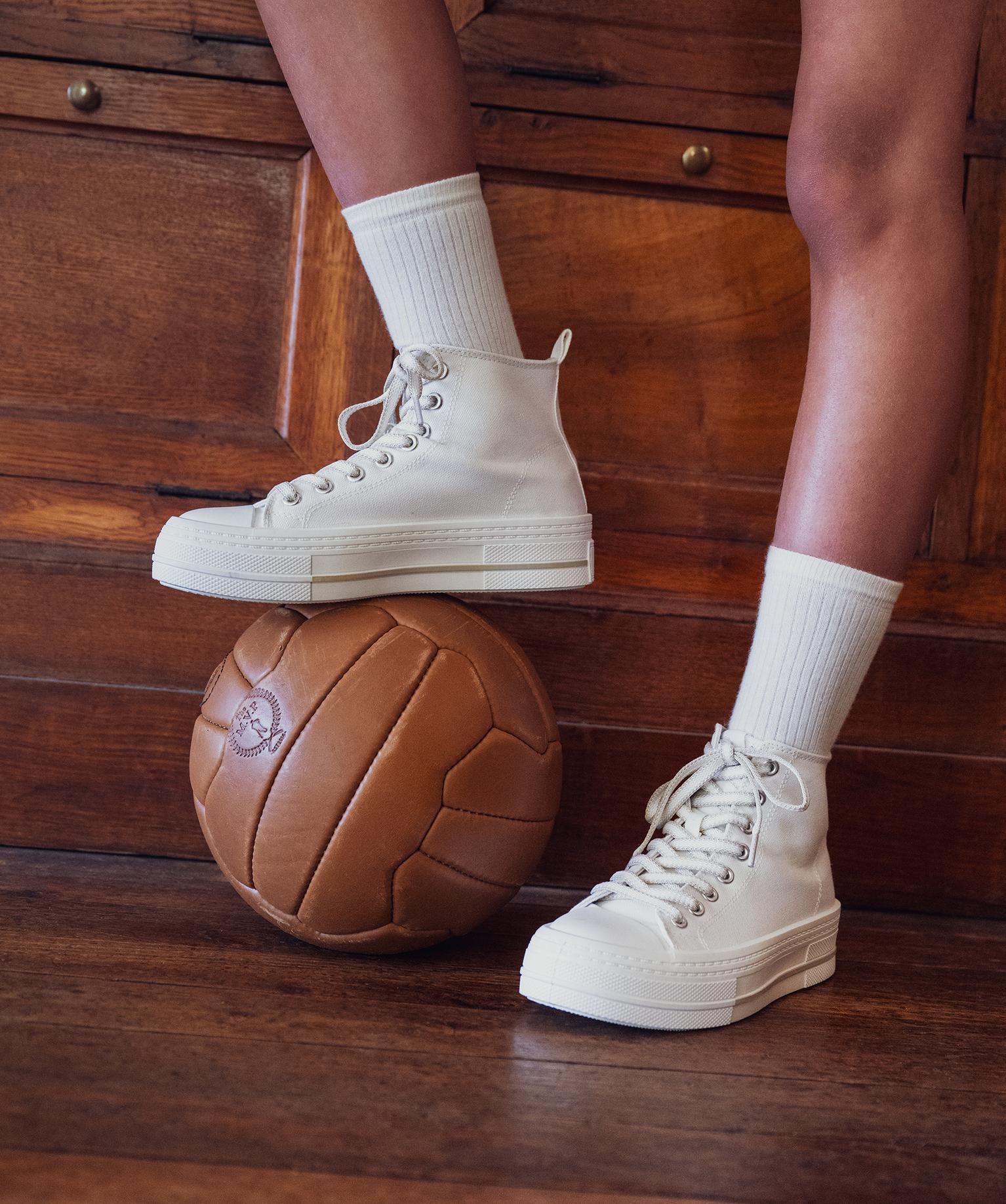 Baskets montantes en toile femme - Camps United - 40 - ecru - CAMPS