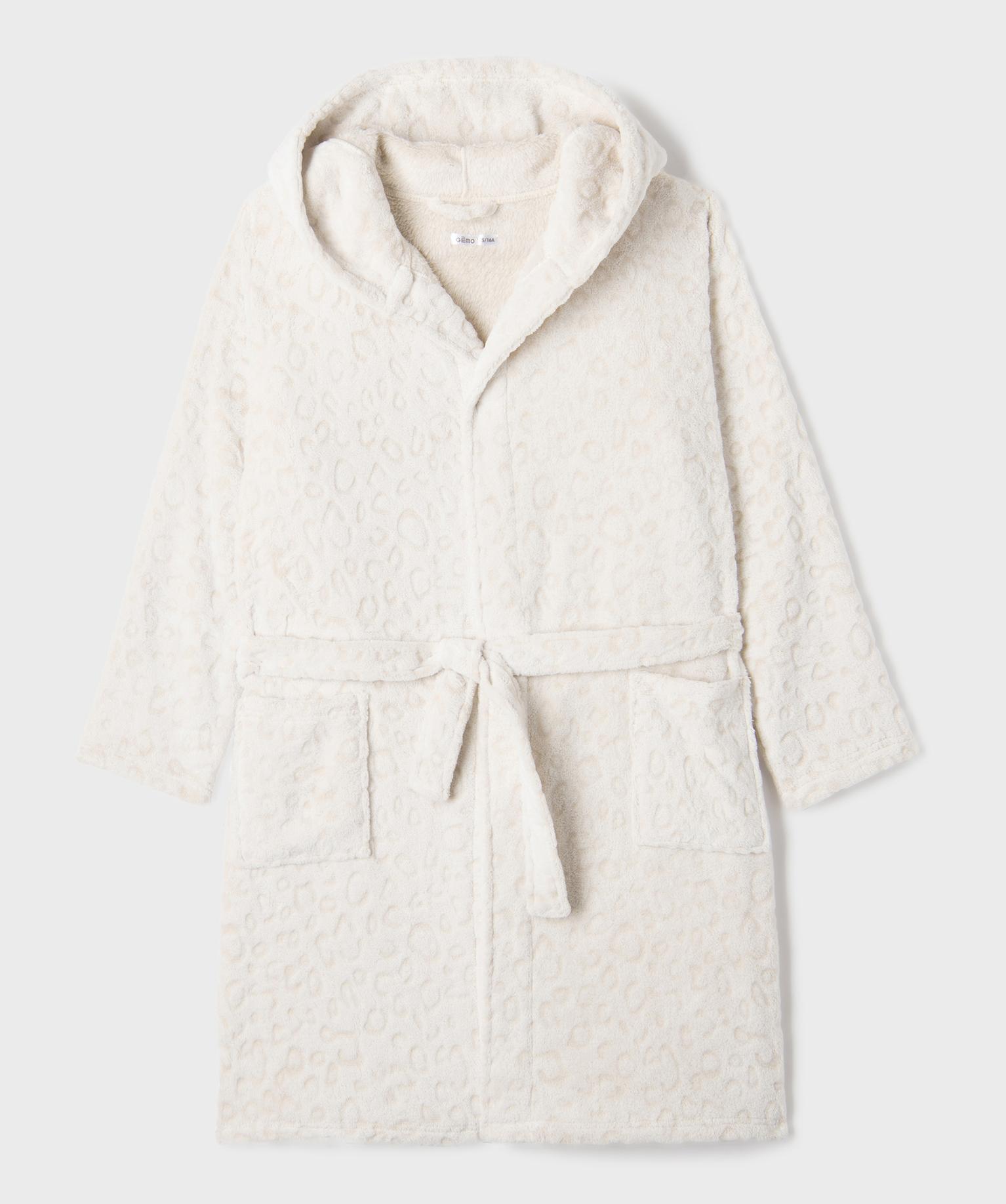 Robe de chambre à capuche en maille ultra douce fille - GEMO