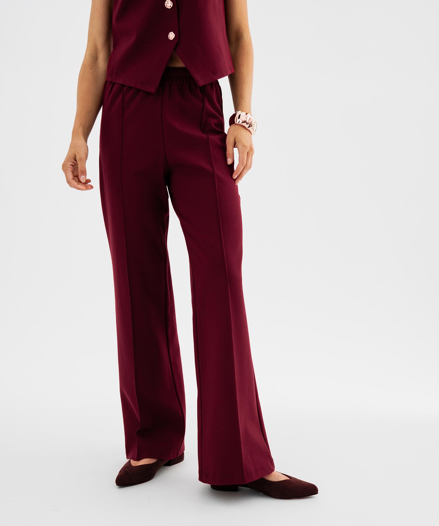 Pantalon de tailleur à taille élastiquée femme - 42-44/L - rouge fonce - GEMO