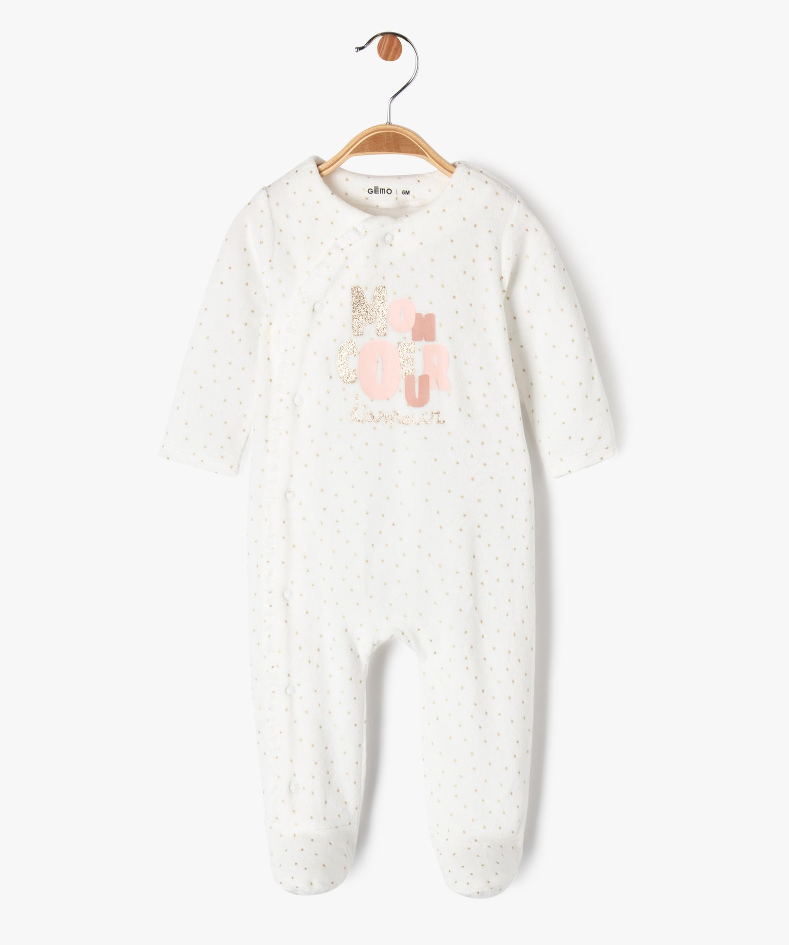Pyjama en velours avec touches pailletées bébé fille - GEMO