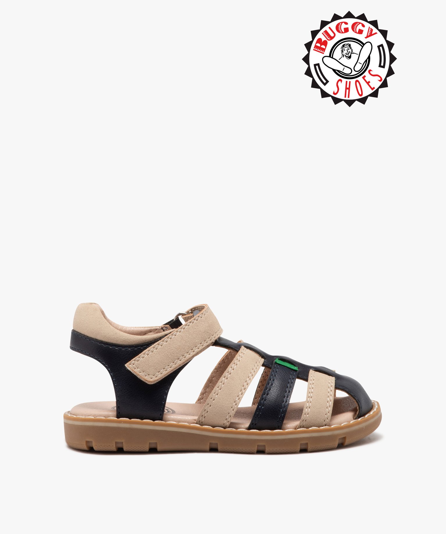 Sandales garçon à scratch avec semelle sportswear et bout fermé - 27 - beige - BUGGY