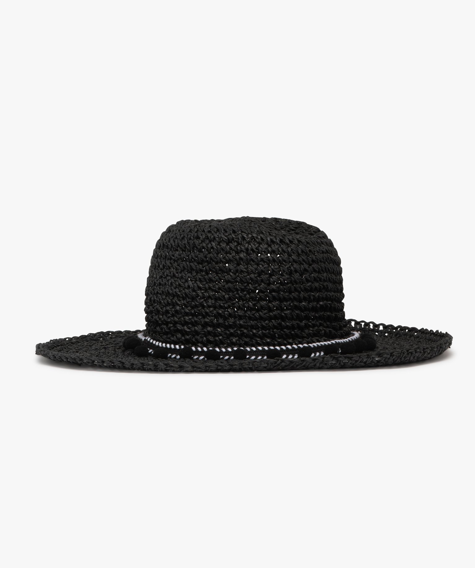 Chapeau en paille forme capeline femme - 56 - noir standard - GEMO