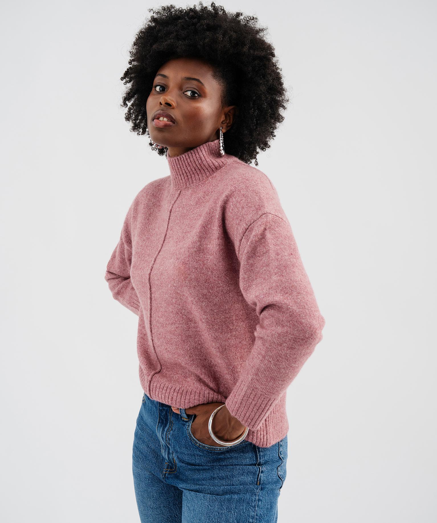 Pull à col cheminée coupe loose femme - 42-44/L - rose fonce - GEMO