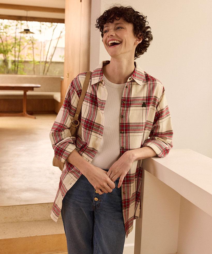 Chemise manches longues longue à carreaux femme LuluCasta