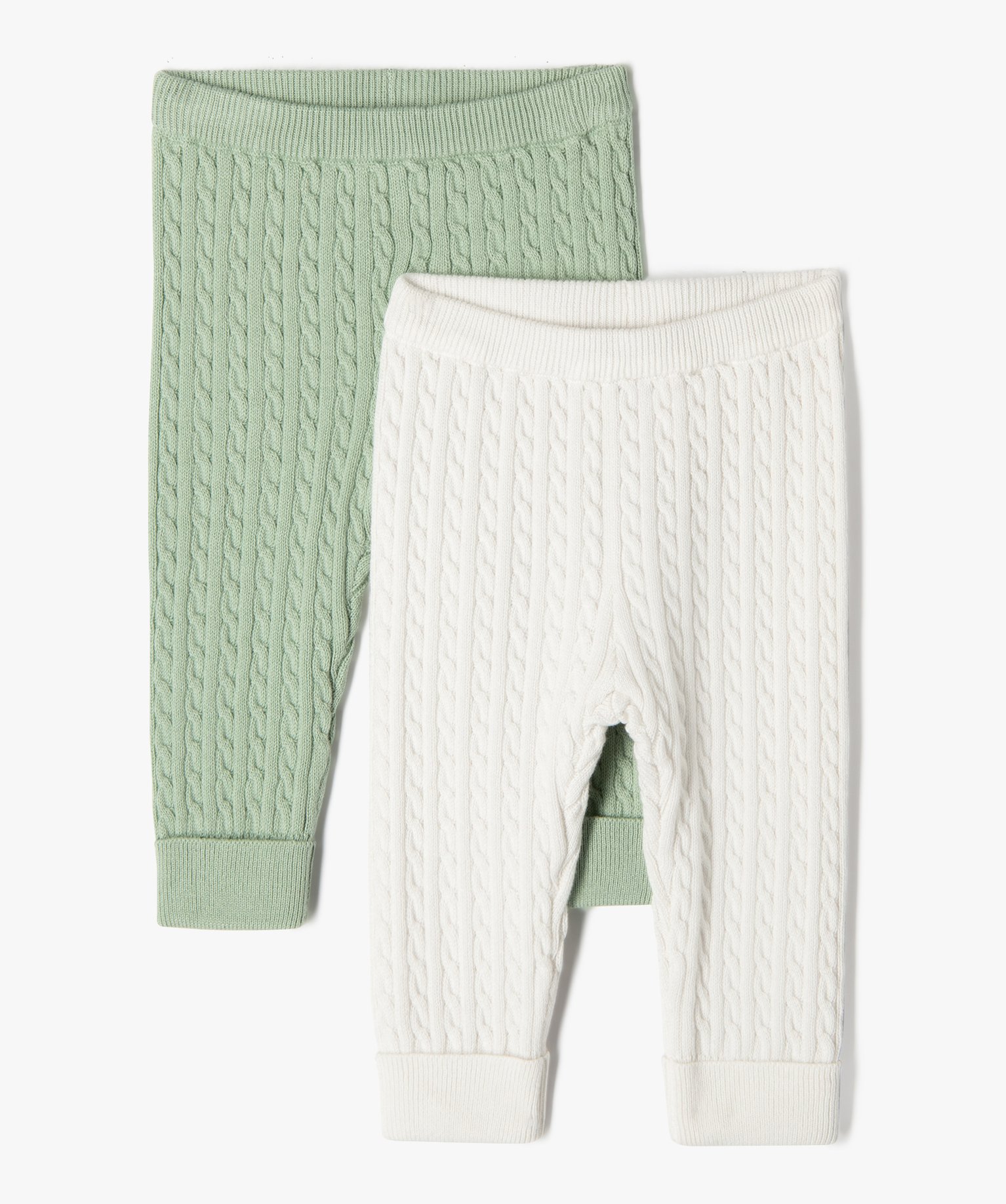 Pantalon en maille torsadée bébé (lot de 2) - 6M - vert - GEMO