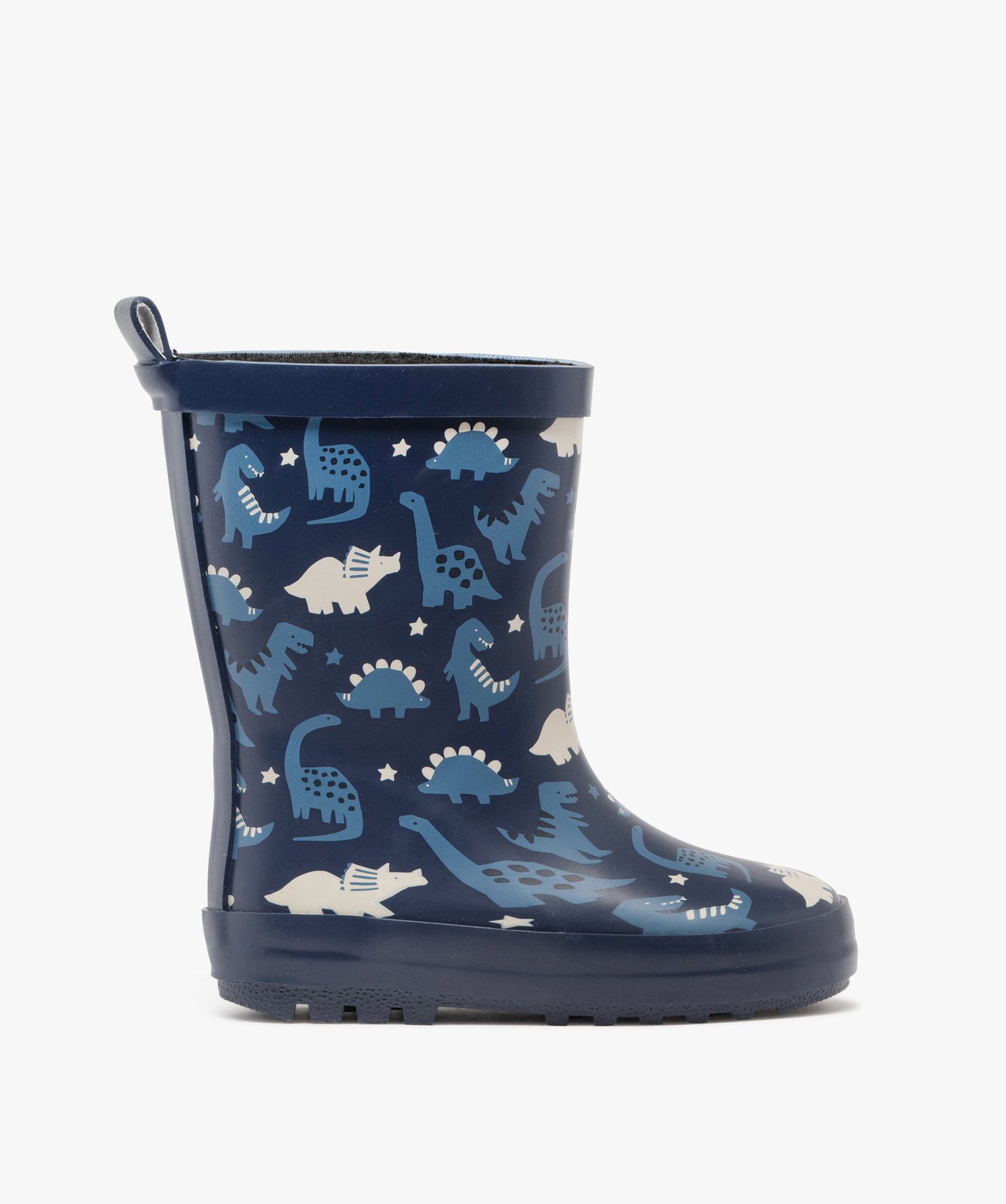 Bottes de pluie garcon fourrees en caoutchouc motif dinosaure bleu GEMO