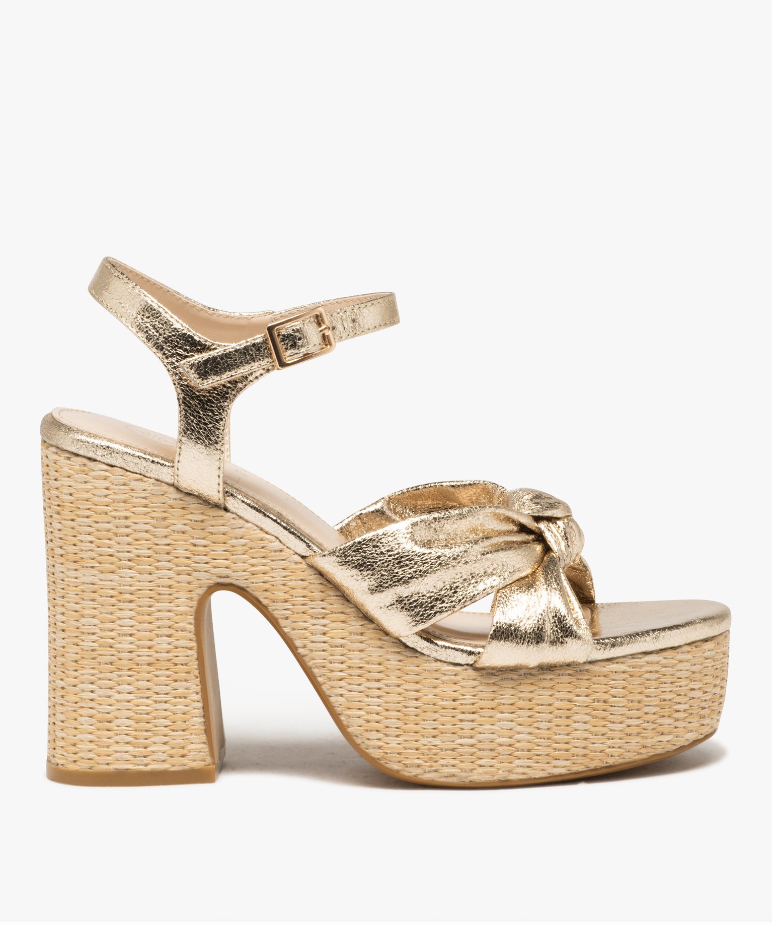 Sandales femme à talon plateforme brides effet drapé et métallisé - 38 - GEMO