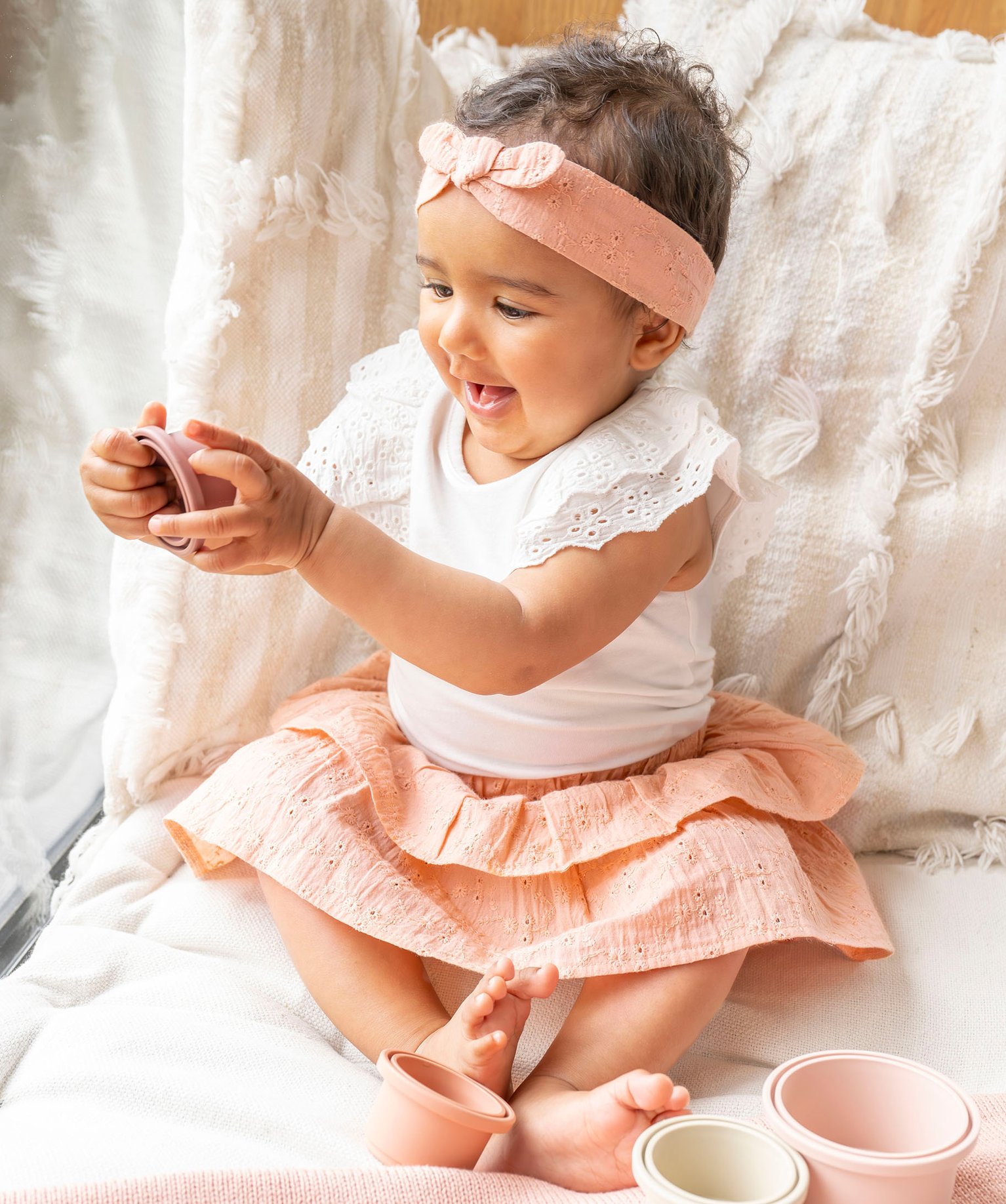 Ensemble 3 pièces body, jupe et bandeau cheveux bébé fille - 3M - rose - GEMO