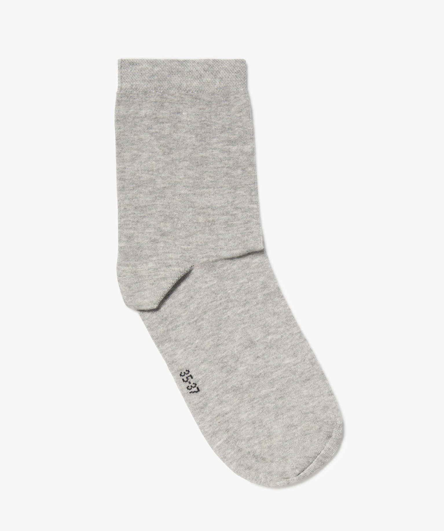 Chaussettes mi-hautes avec coutures plates femme (lot de 2) - 35/37 - gris standard - GEMO