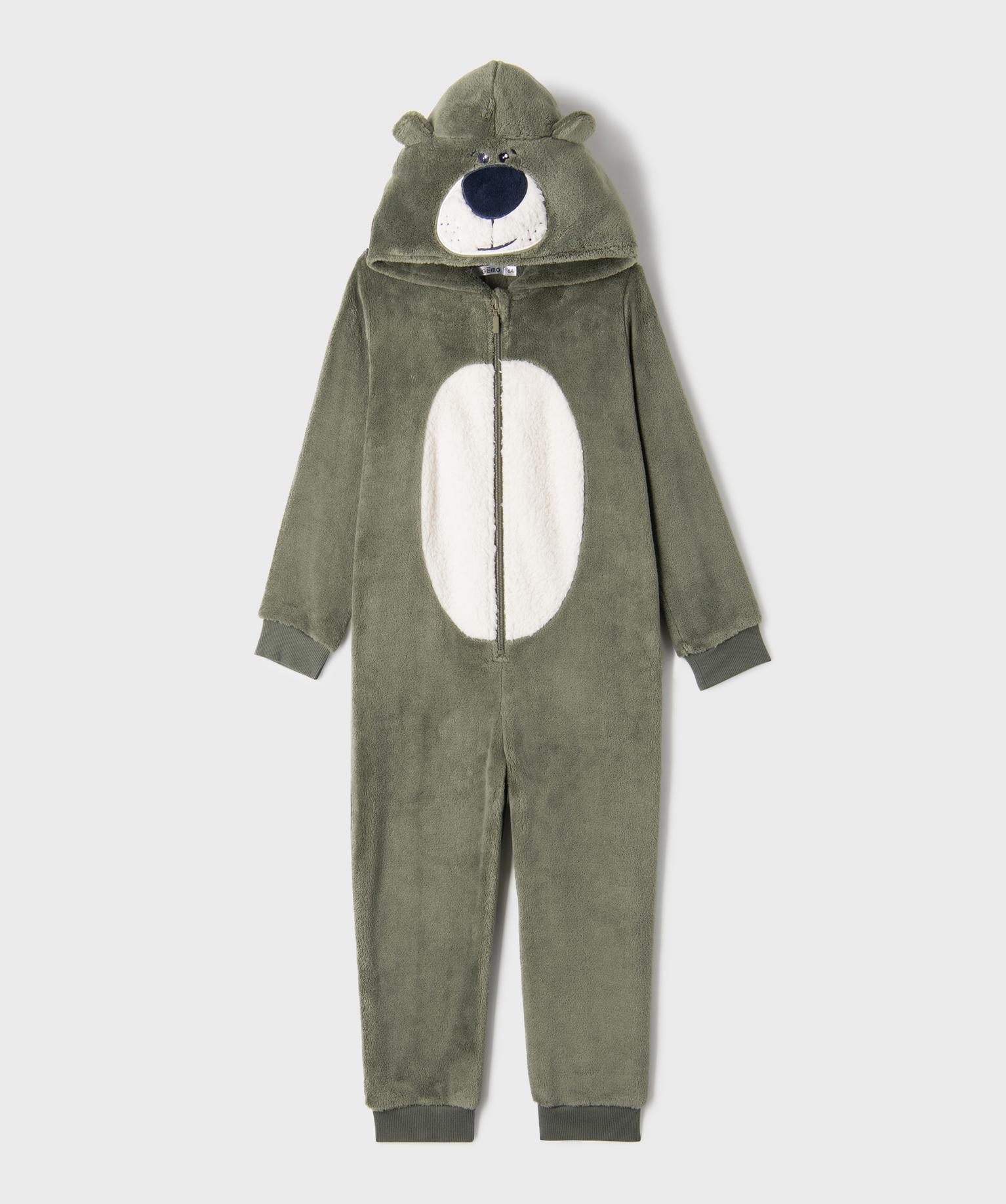 Combinaison pyjama maille peluche garçon - 12A/XXS - kaki standard - GEMO