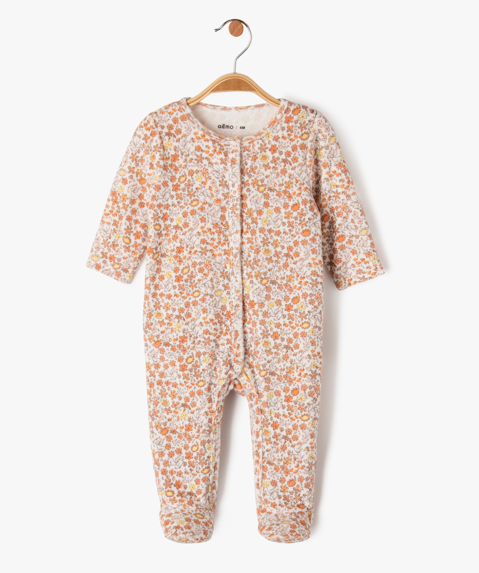 Pyjama en velours à motifs fleuris bébé fille - GEMO