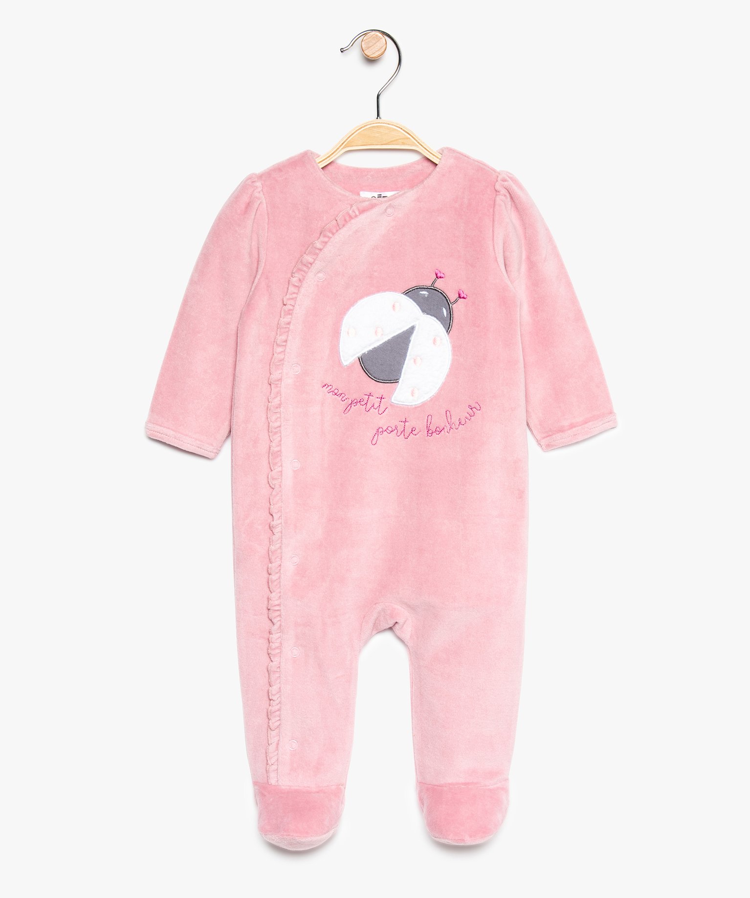 Pyjama Bebe Fille En Velours A Petit Volant Et Motif Cocc Gemo