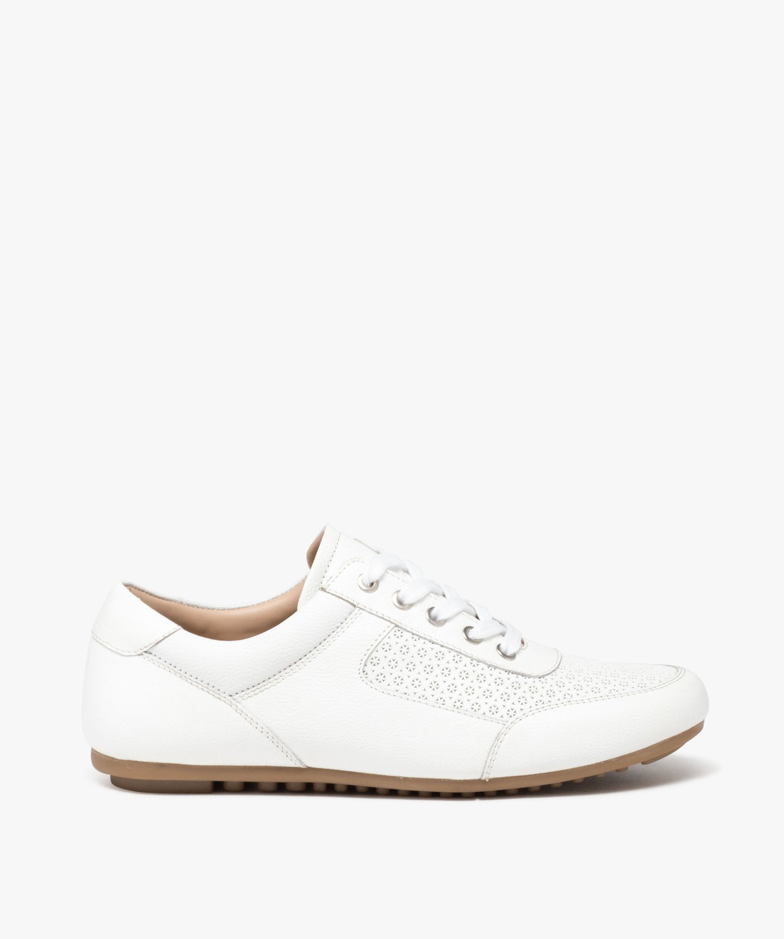 Derbies femme confort en cuir uni à motifs ajourés - 41 - blanc - GEMO