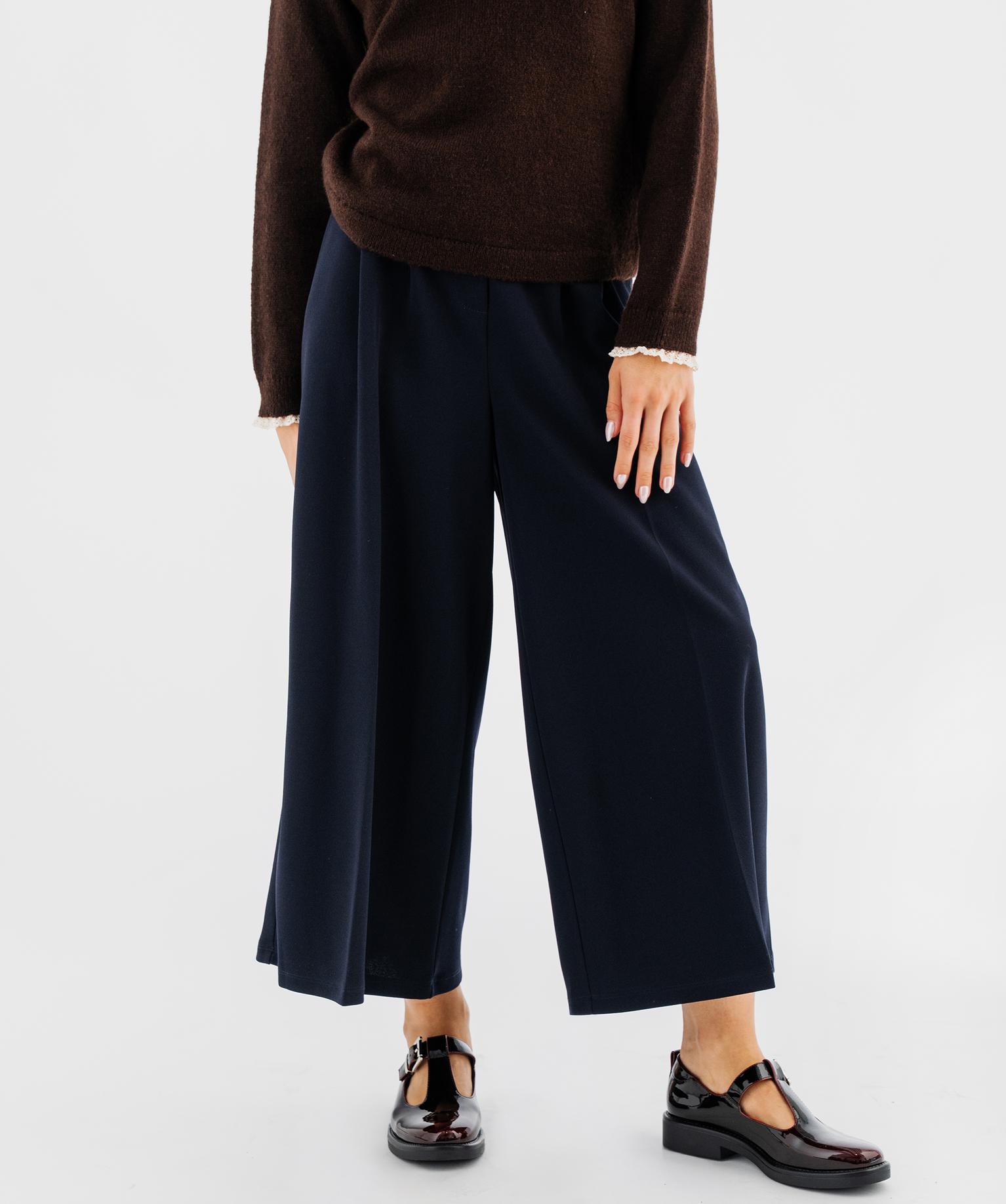 Pantacourt large fluide femme - 46-48/XL - bleu fonce - GEMO