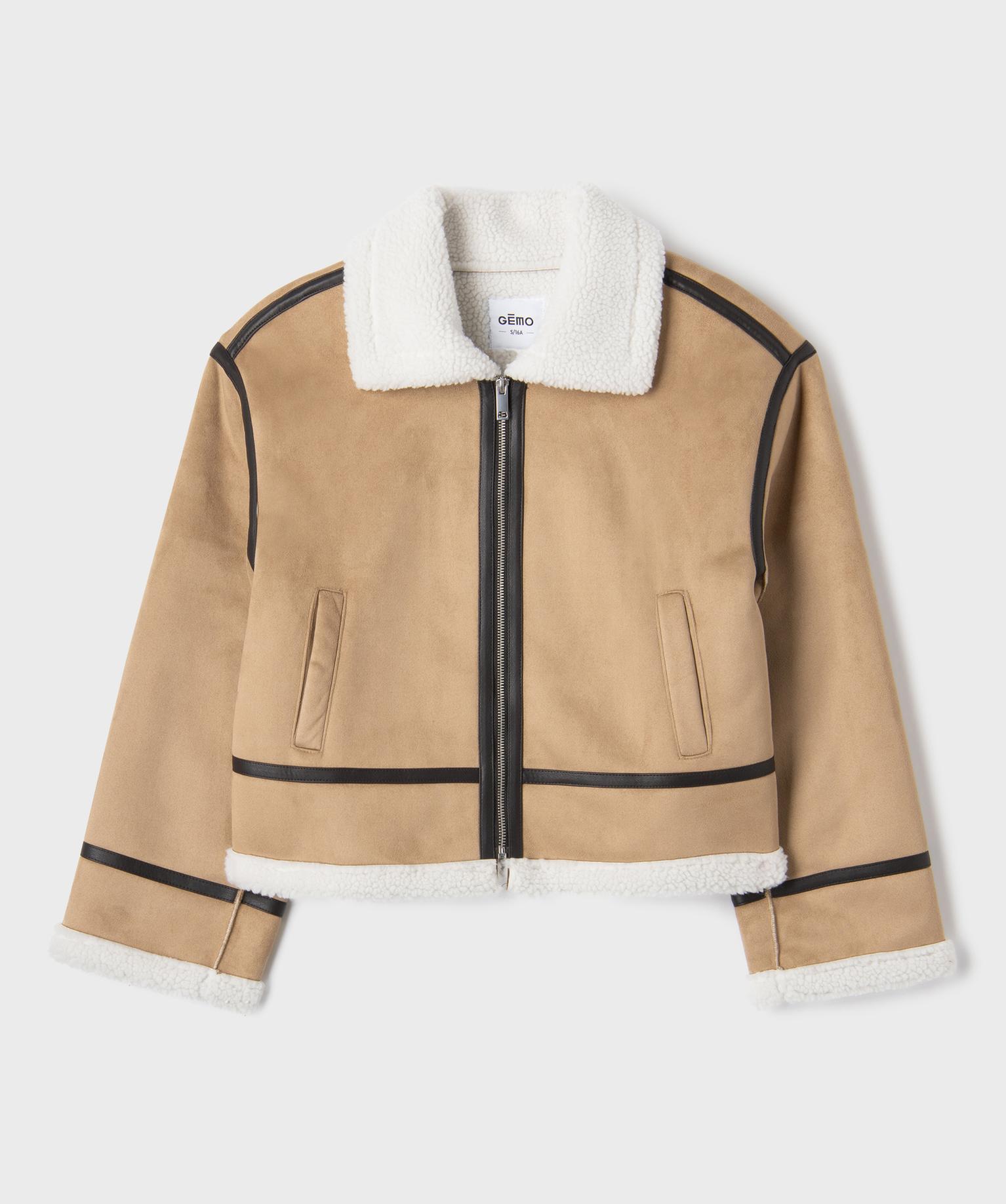 Veste courte style aviateur fille - 14A/XS - marron fonce - GEMO