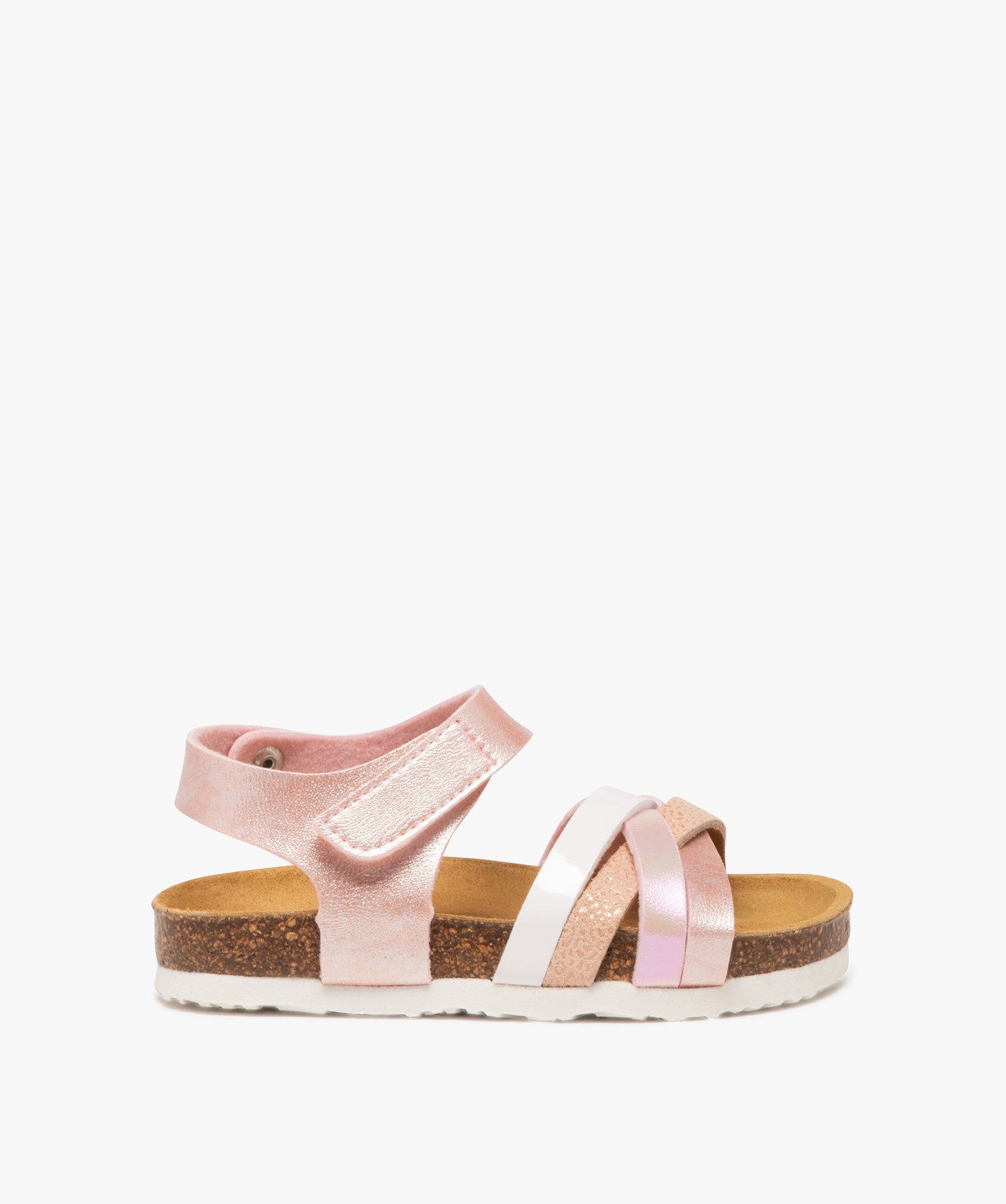 Sandales fille avec brides fantaisie brillantes et à scratch - 29 - rose - GEMO