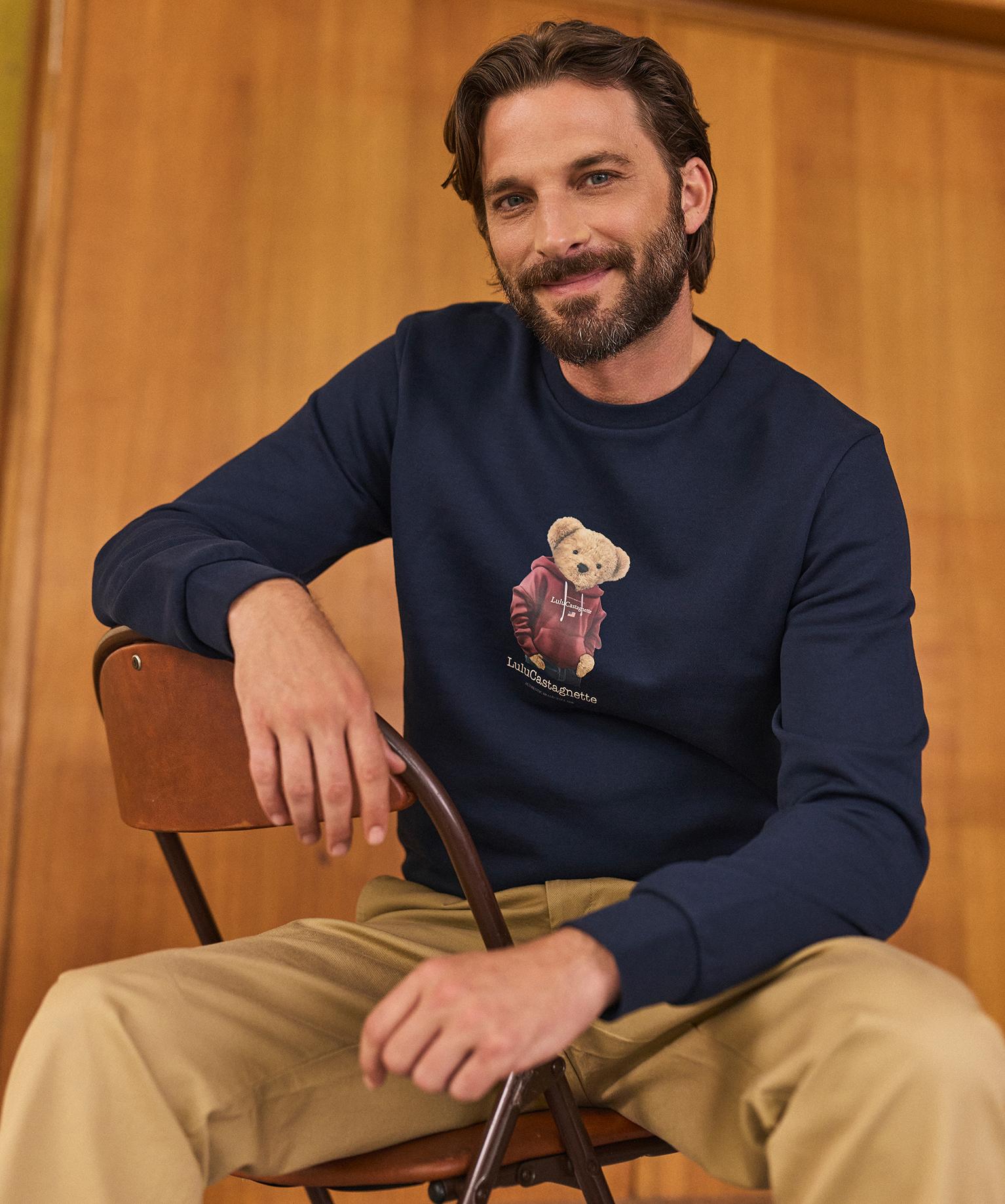 Sweat avec motif ourson homme - LuluCastagnette - 46-48/XL - bleu fonce - LULU CASTAGNETTE G4G D