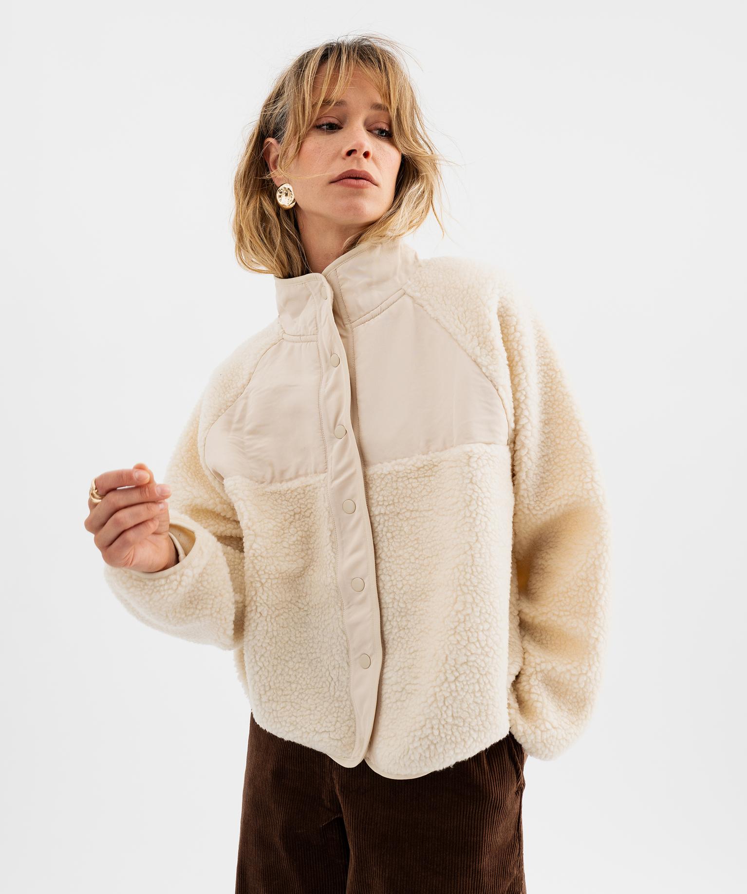 Sweat polaire boutonné femme - 36/S - beige clair - GEMO