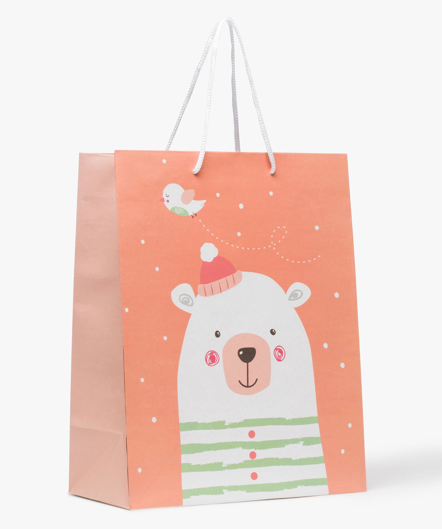 Pochette cadeau bébé avec motif ours polaire en papier recyclé - TU - rose vif - GEMO
