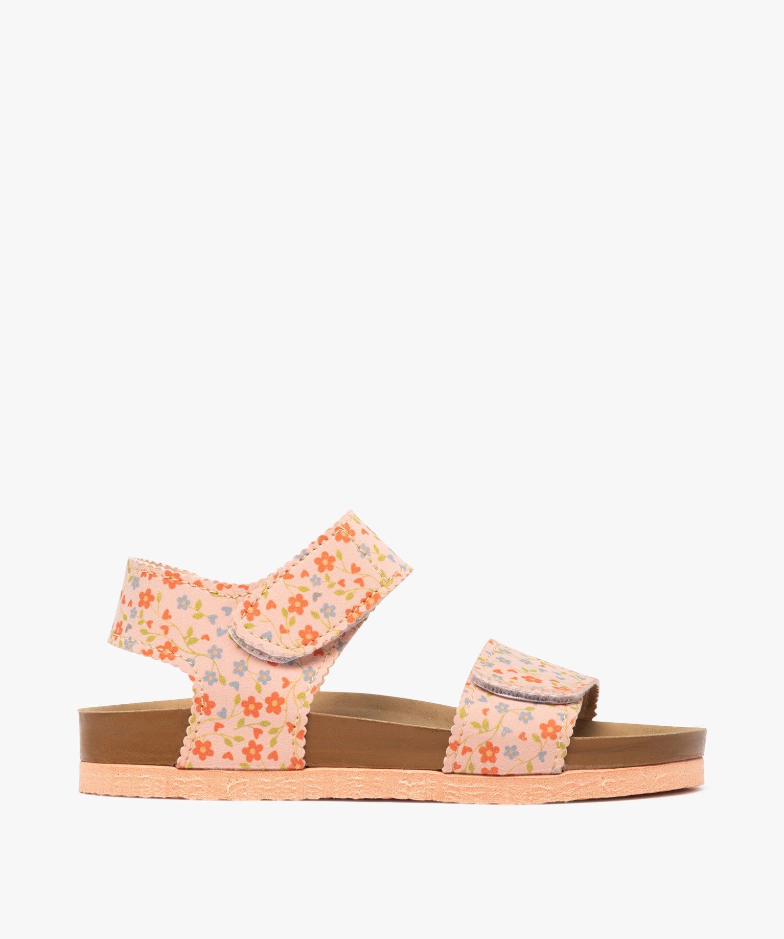 Sandales fille à scratch à motifs champêtres - 33 - rose - GEMO