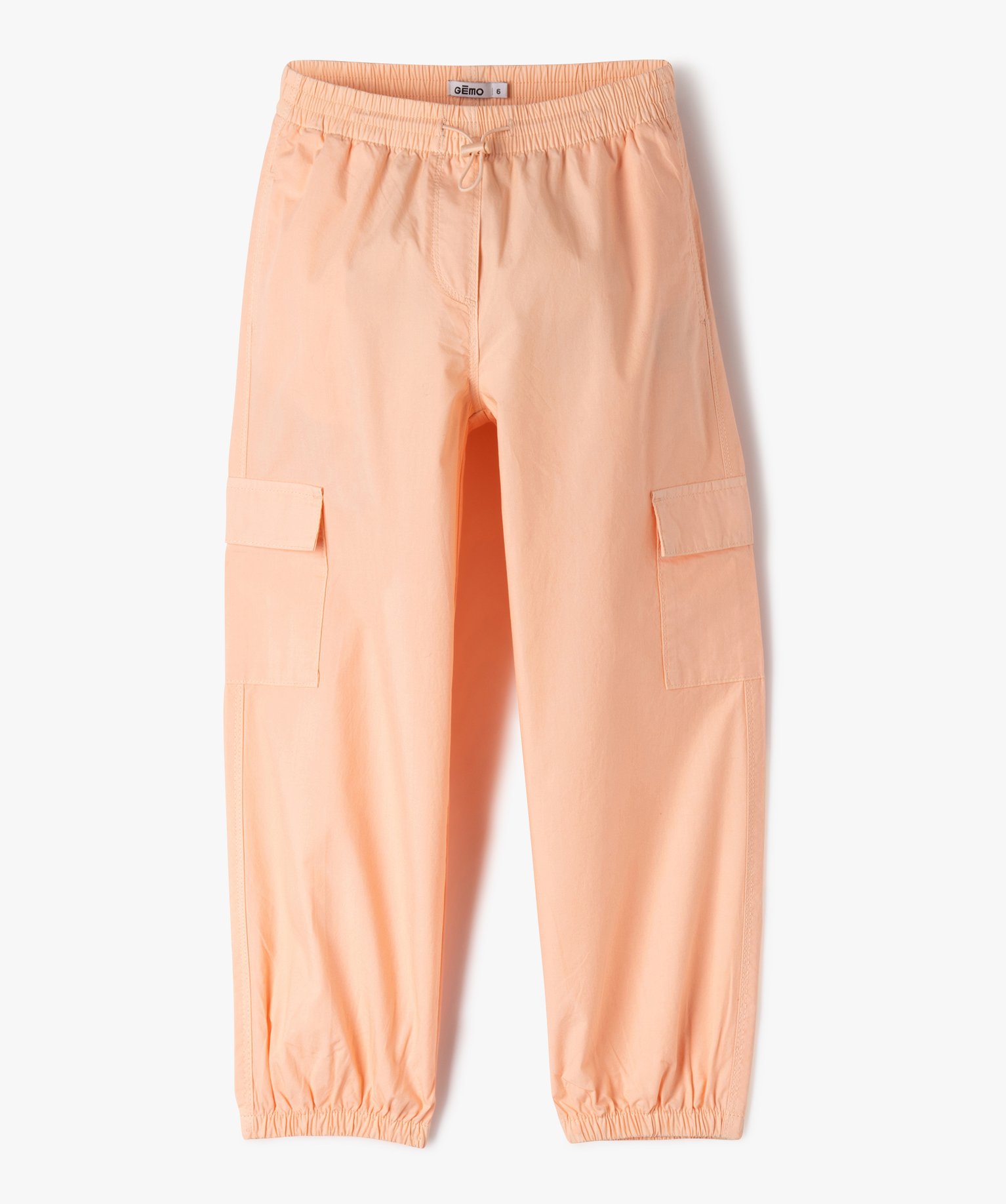 Pantalon cargo parachute en toile fine fille - 9 - orange clair - GEMO