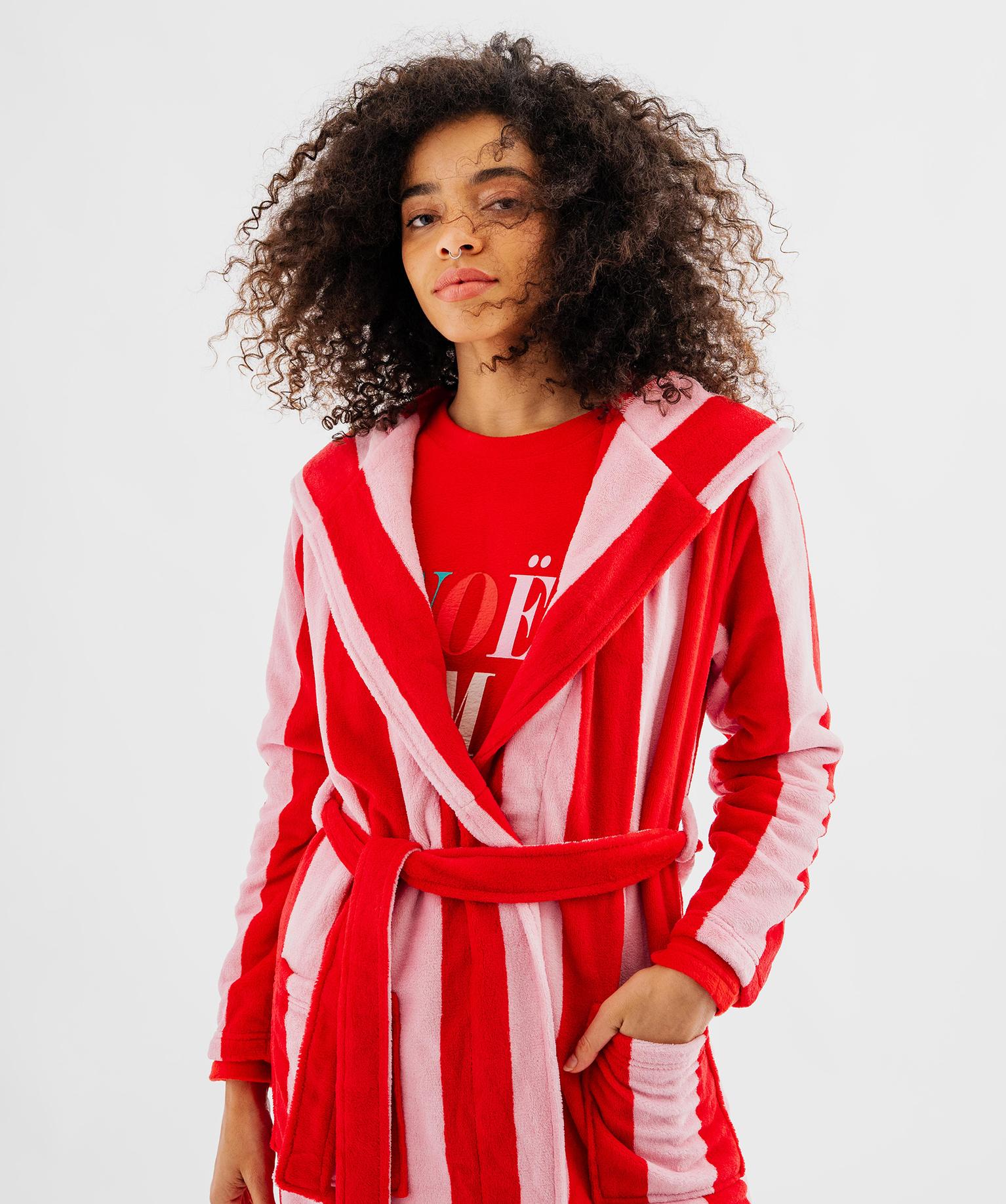 Robe de chambre à capuche femme - 42-44/L - rouge chine - GEMO