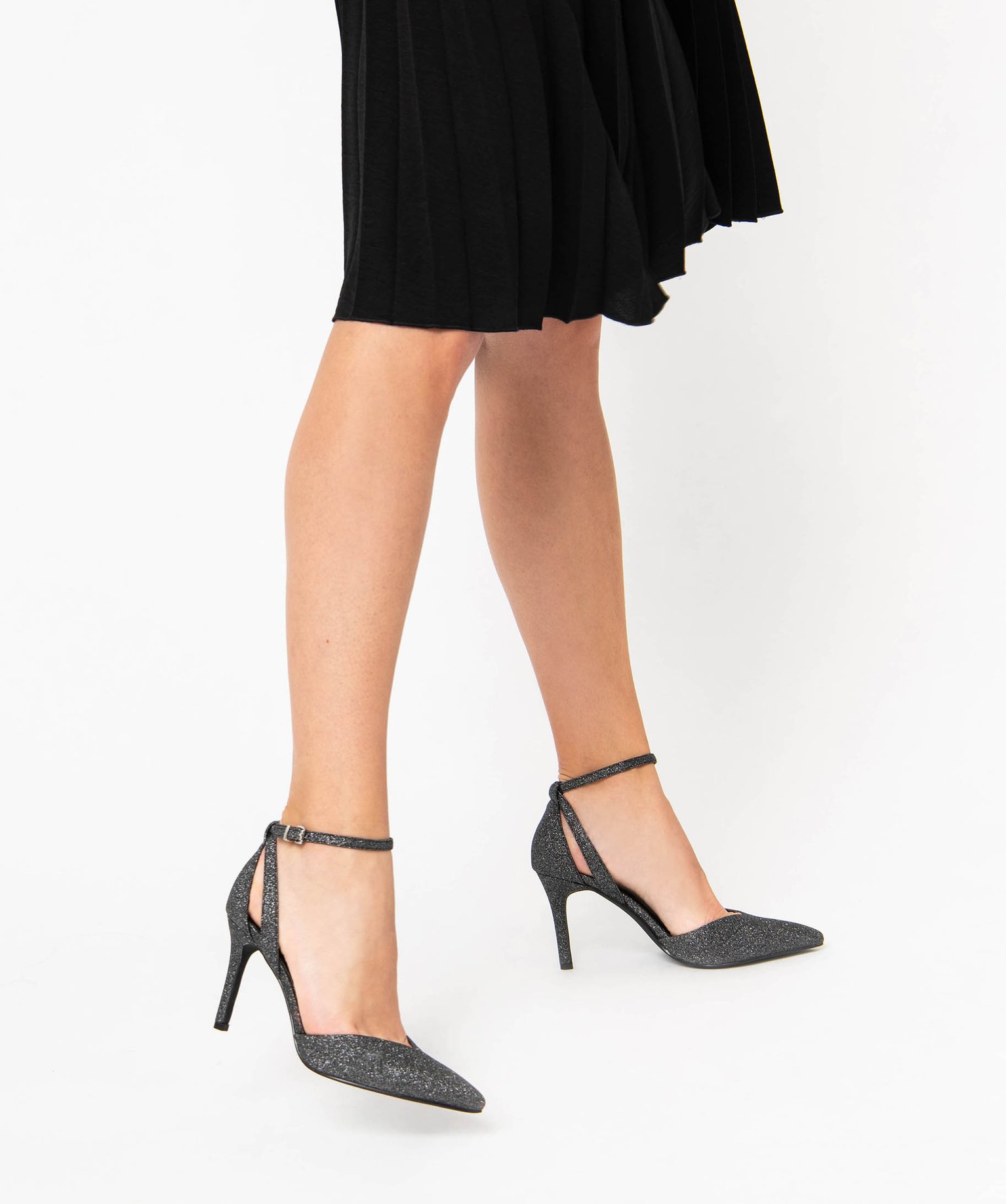 Escarpins femme à talon aiguille dessus pailleté - 39 - gris standard - GEMO
